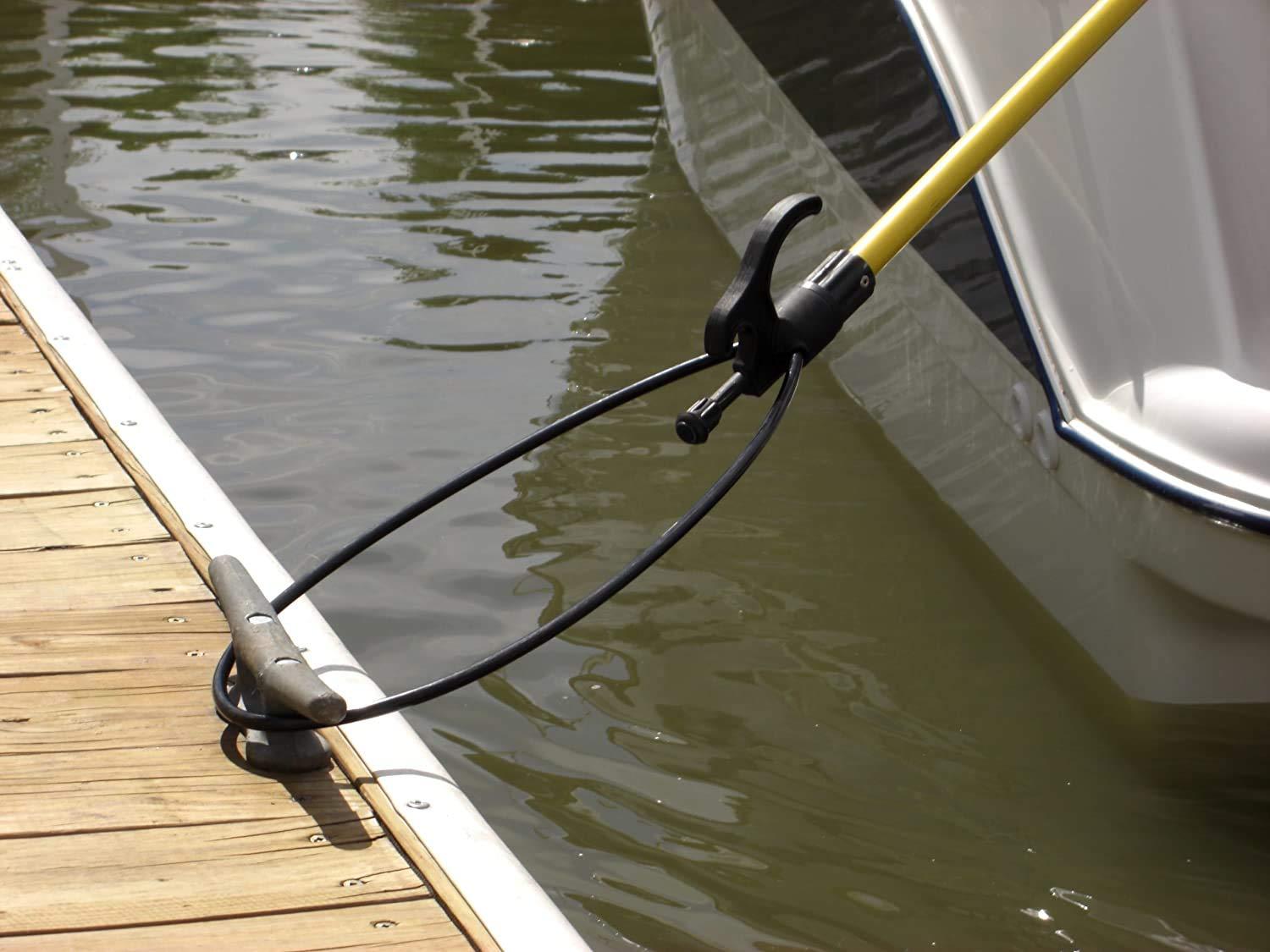 The Boat Loop Boat Loop Extendable Fiberglass Boat Hook with Dual Loops & Rubber Tip - Adjustable 2-8ft Pole for Dock Lines & Rope Handling - Marine Boat Accessories with Quick-Lock Release System