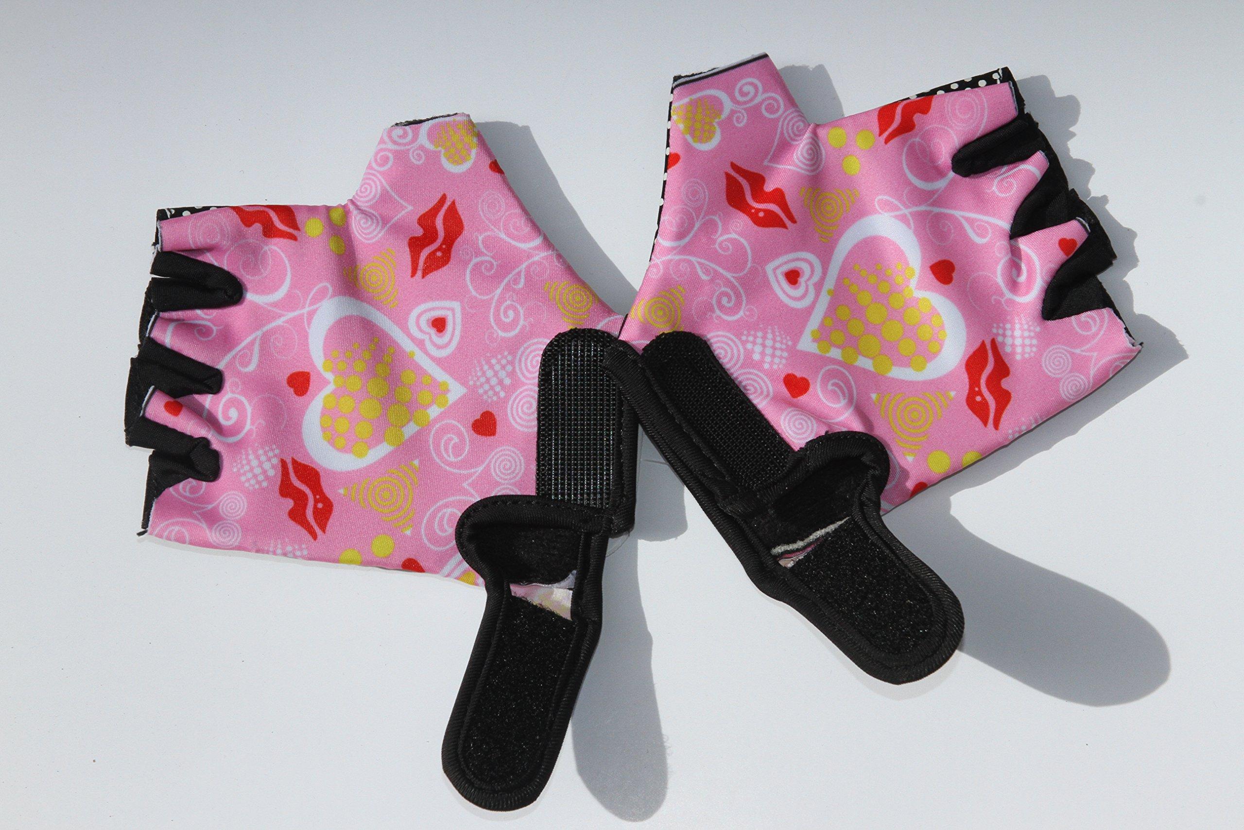 HANG Monkey Bar Gloves with Grip Control (Children 7 and 8 Years Old) Climbing Fingerless Pink Gloves