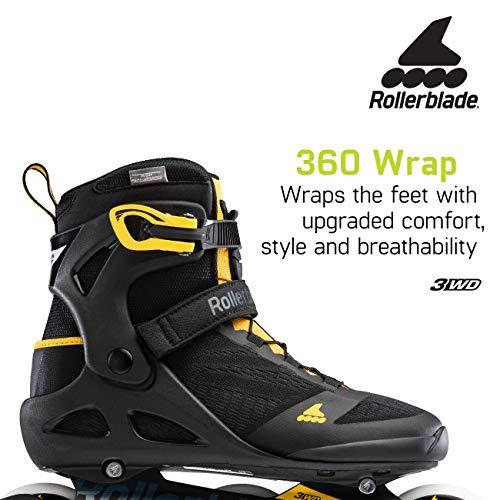 Rollerblade Rollerblade Macroblade 100 3WD Mens Adult Fitness Inline Skate, Black and Saffron Yellow, Performance Inline Skates