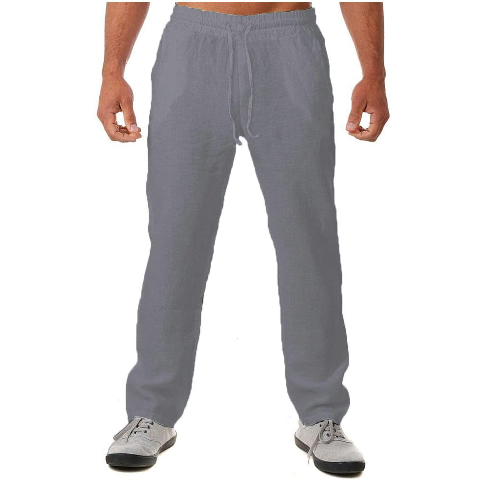 Ctreela Ctreela Mens Lounge Pants Cotton Linen Elastic Waist Loose Jogger Yoga Pants Casual Fashion Summer Fall Jogger Sweatpants Gray