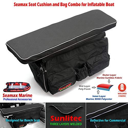 Seamax Seamax Universal Inflatable Boat Bench Seat Cushion and Detachable Seat Bag with Sunlitec 3-Layers Fabric and Reflective Edges (Size C - 38\" for 360-390 Boats)