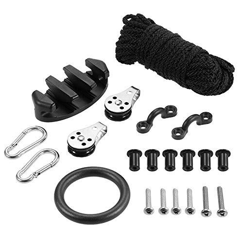 ISURE MARINE ISURE MARINE Kayak Canoe Anchor Trolley Kit Eyes Wellnuts Screws Kayak Accessories Zig Zag Cleat Rigging Ring Pulleys DIY Boat 30 Feet Rope