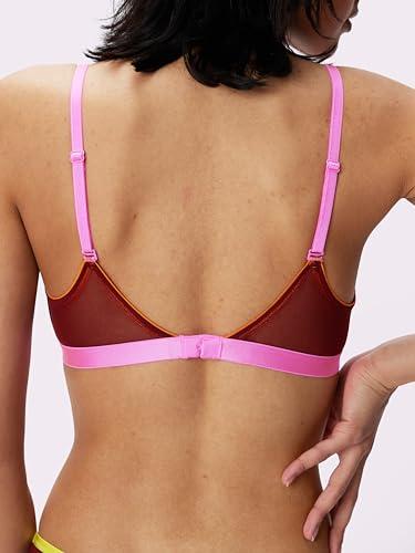 Parade Parade Women's Silky Mesh Triangle Bralette: Available in Multi Packs, Taffy Pink, Windsor Wine