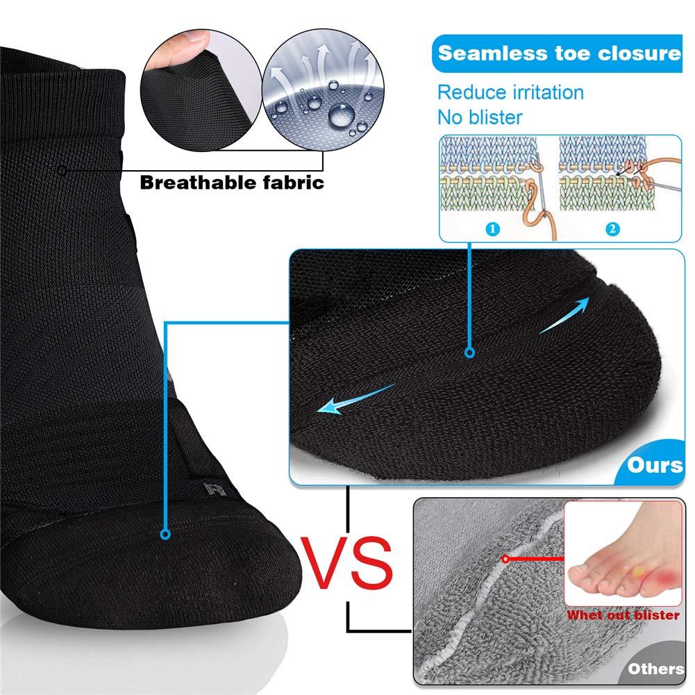 Hylaea Hylaea Mens Sports Socks, Running Socks Women No Show No Blister, Moisture Wicking Coolmax Breathable socks for Athletic Workout Walking Golf Black Medium
