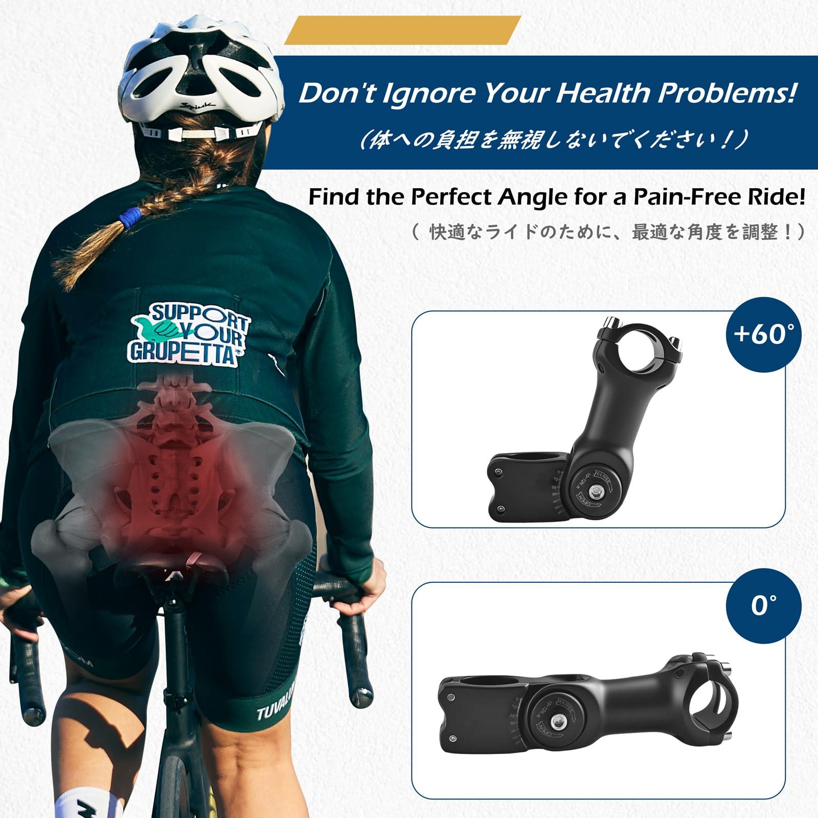 TRIWONDER TRIWONDER Bike Stem 25.4 31.8 Adjustable 60 Degree 90mm 110mm 130mm Bike Handlebar Extender Stem Riser Bicycle Handle Bar Extensions for Mountain Bike, Road Bike, MTB, BMX, Cycling