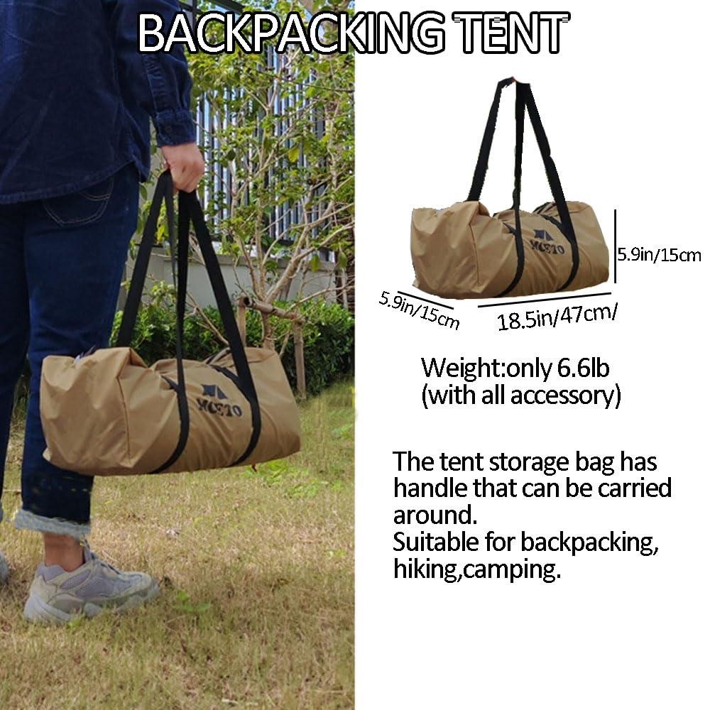 SECTORWING SECTORWING Backpacking Hot Tent with Stove Jack, Lightweight 4 Season Yurt Without Floor, 210T Waterproof House for 1-3 Person Hiking, Camping, Outdoor Hunting, Weight 6.6lb(Brown 3.2m)