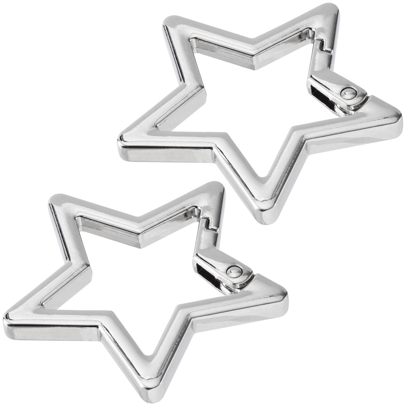 Isslly Isslly 2 PCS Star Carabiners, Zinc Alloy Heavy Duty Star Shaped Keychain Clip, Carabiner Clip for Camping, Hiking, Fishing - Silver