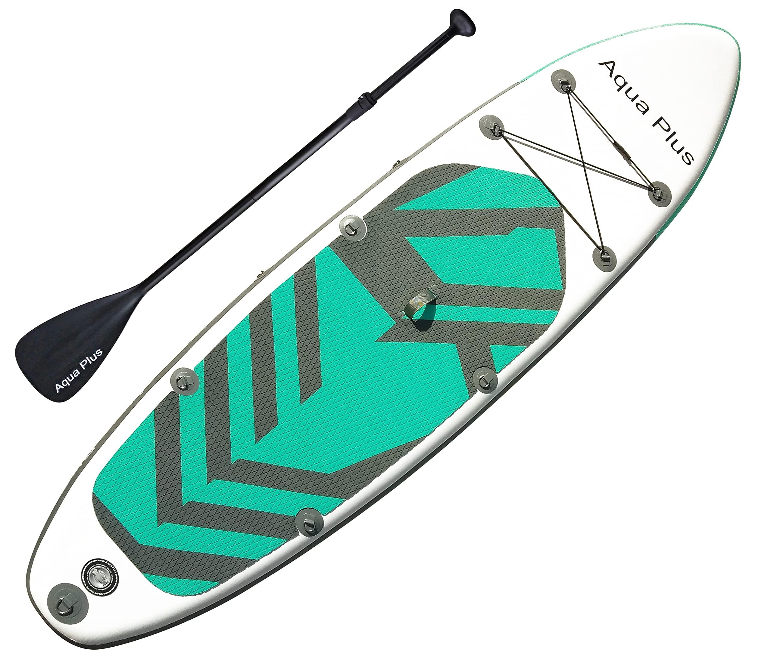 Aqua Plus Aqua Plus 6inches Thick Inflatable SUP for All Skill Levels Stand Up Paddle Board,Paddle,Pump,ISUP Travel Backpack, Leash,Shoulder Strap,Youth,Adult Inflatable Paddle Board