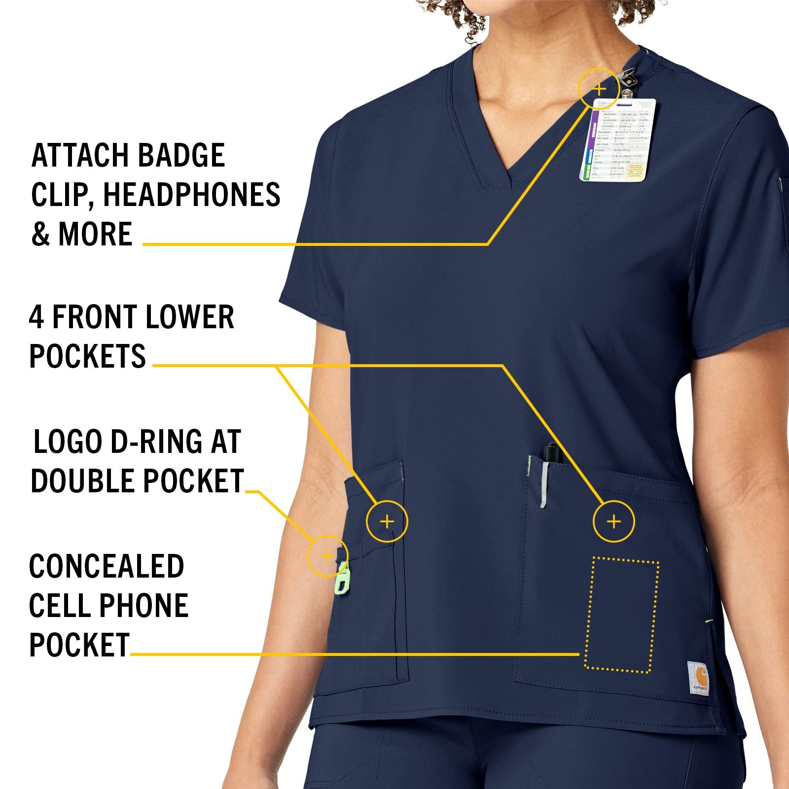 Carhartt Carhartt Cross-Flex Scrubs for Women's V-Neck Scrub Top Navy S