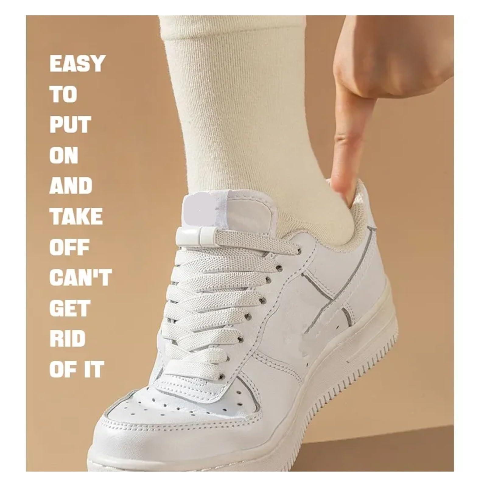 NineFit Basics Lock Shoelaces Without Ties Flat Elastic Laces Sneakers Boots No Tie Shoelace Rubber Bands For Shoes Accessories(Black)