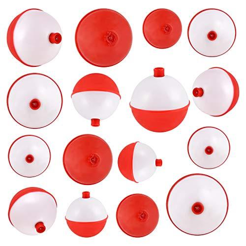 Coopay Coopay Fishing Bobbers 30Pcs-50Pcs/Lot Hard ABS Fishing Floats Set Snap on Float Red/White Bobbers Push Button Round Buoy Floats Fishing Tackle Accessories (1.5inch-30pcs)