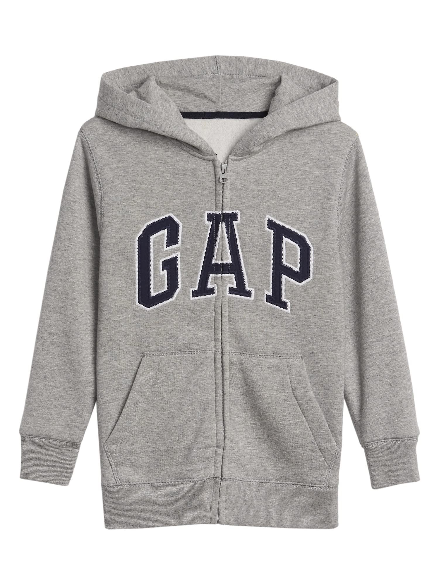 GAP GAP boys Logo Hoodie Zip Sweatshirt, Lt Heather Grey Bc06, X-Small US