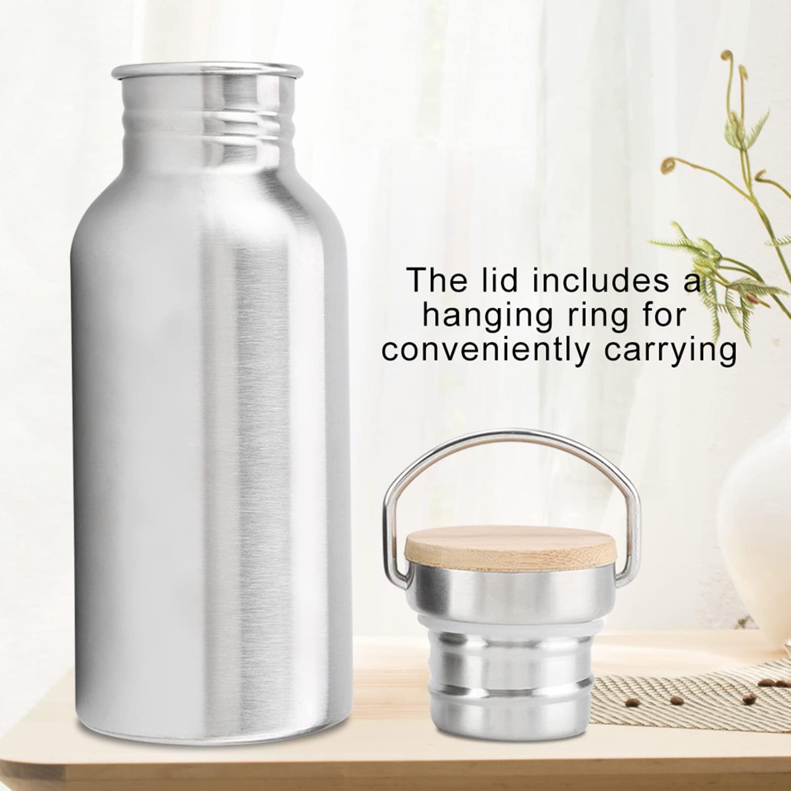 NineFit Basics Stainless Steel Water Bottle, Outdoor Portable Silver Stainless Steel Water Bottles Metal Water Bottle with Silicone Sealing for Hiking, Camping, Cycling, Picnic (500ML)