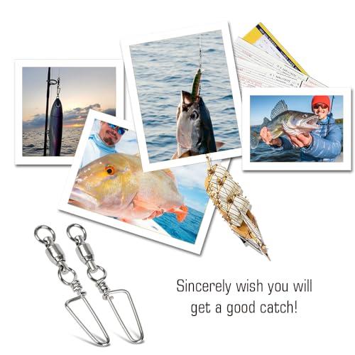 AMYSPORTS AMYSPORTS High Strength Fishing Snap Swivels Ball Bearing Swivels Stainless Fishing Swivels Saltwater Corrosion Resistance Barrel Swivel for Freshwater Fishing 25pcs 180lbs
