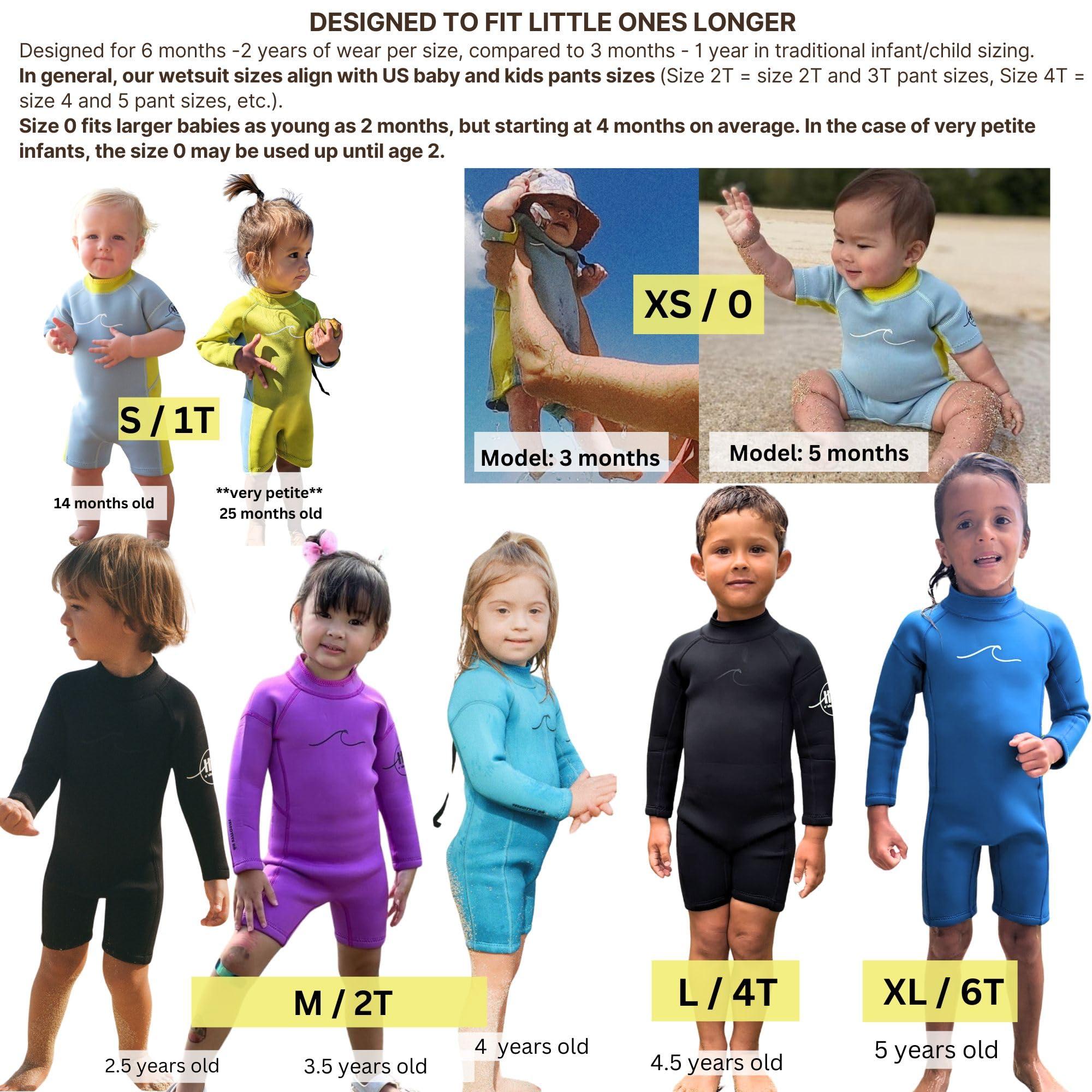 Selective HA Selective HA Baby, Infant, Toddler, Kids Ultrasoft 1.5mm and 2.5mm Neoprene Longsleeve Shorty Wetsuit Springsuit, Yamamoto and Traditional Neoprene Versions (Azure Blue 2.5mm Yamamoto, 4T (L))