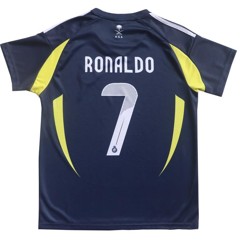 Sir Henry Sir Henry NASSR Riyadh Al Away #7 2024/2025 Kids Soccer Jersey/Shorts/Socks Gift Set for Fans Youth Sizes (Navy,24)