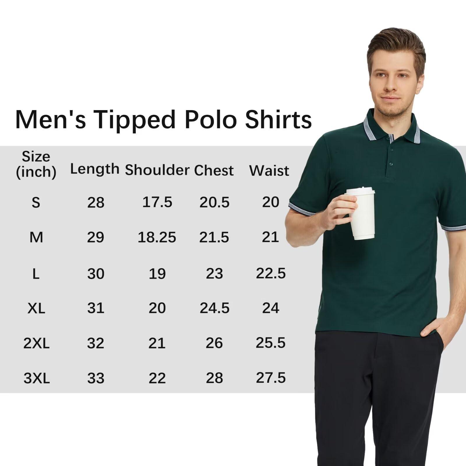 VEBOON Mens Short Sleeve Polo Shirts Summer Breathable Dry Fit Performance Moisture Wicking Collared Polo Shirts Dark Green