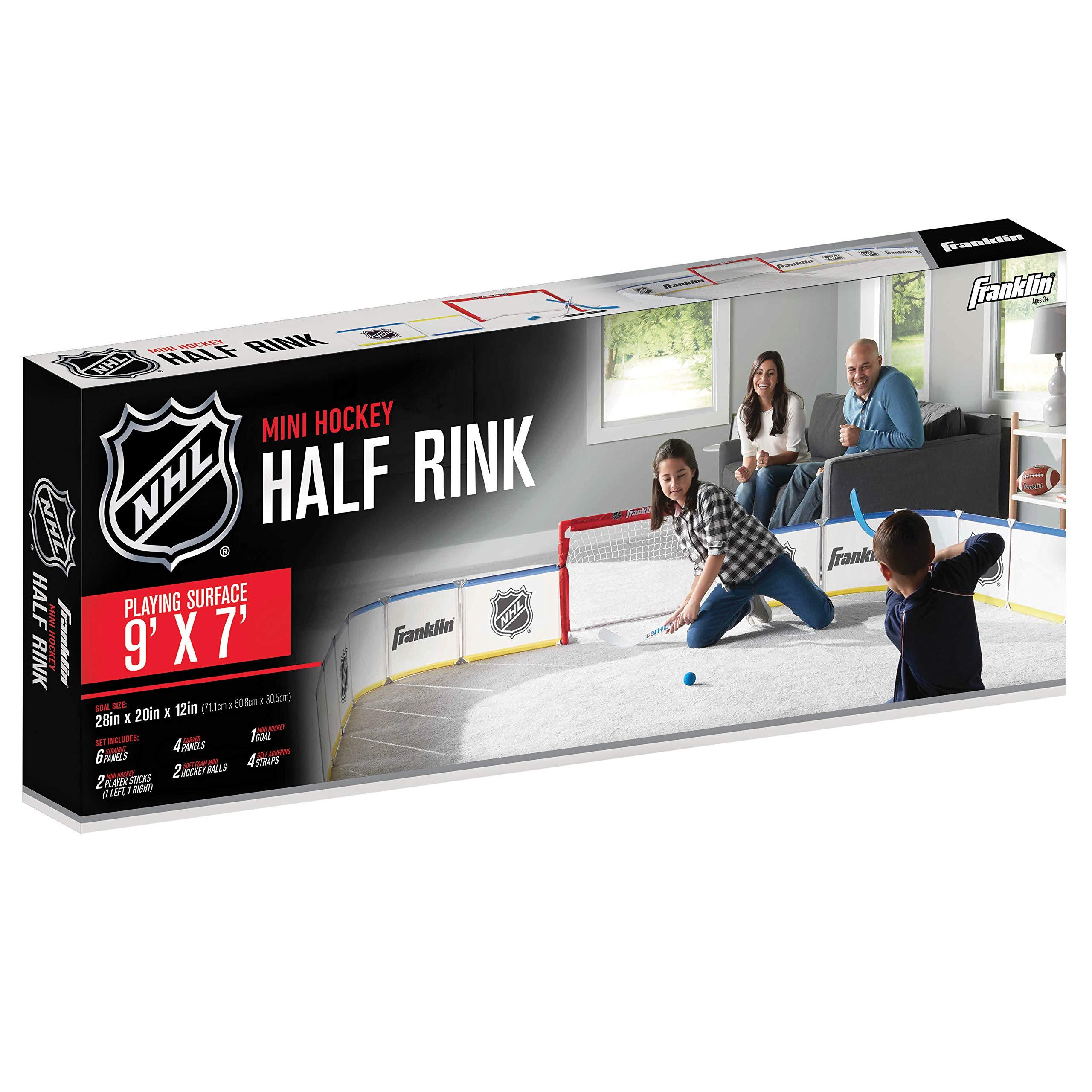 Franklin Sports Franklin Sports Mini Hockey Rink Set - Half Rink Knee Hockey Goal, Mini Sticks, and Ball Set - Indoor Mini Hockey Rink - Official NHL Licensed White