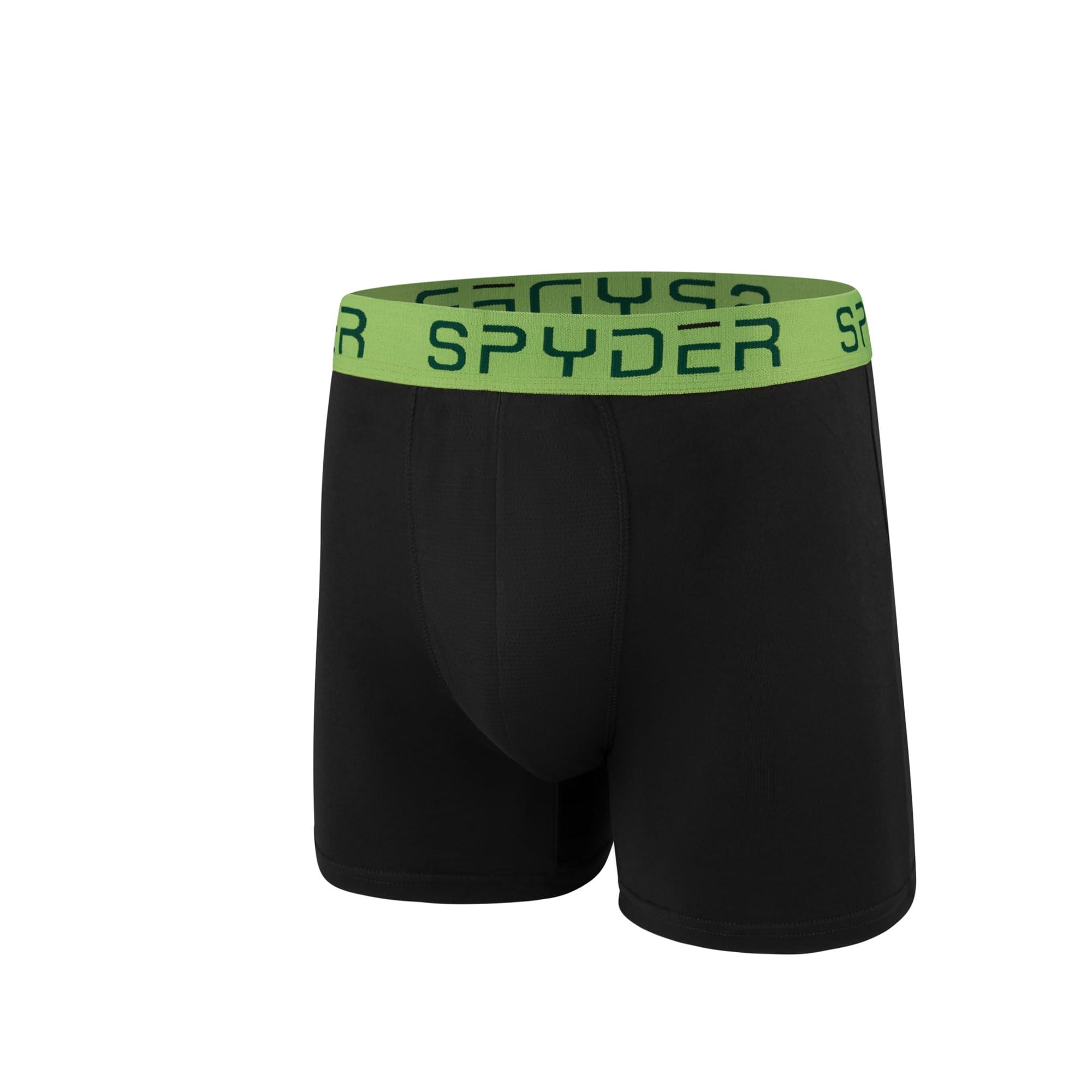 Spyder Spyder Mens Boxer Briefs 4 Pack Poly Spandex Performance Boxer Briefs Underwear (Black, Small)