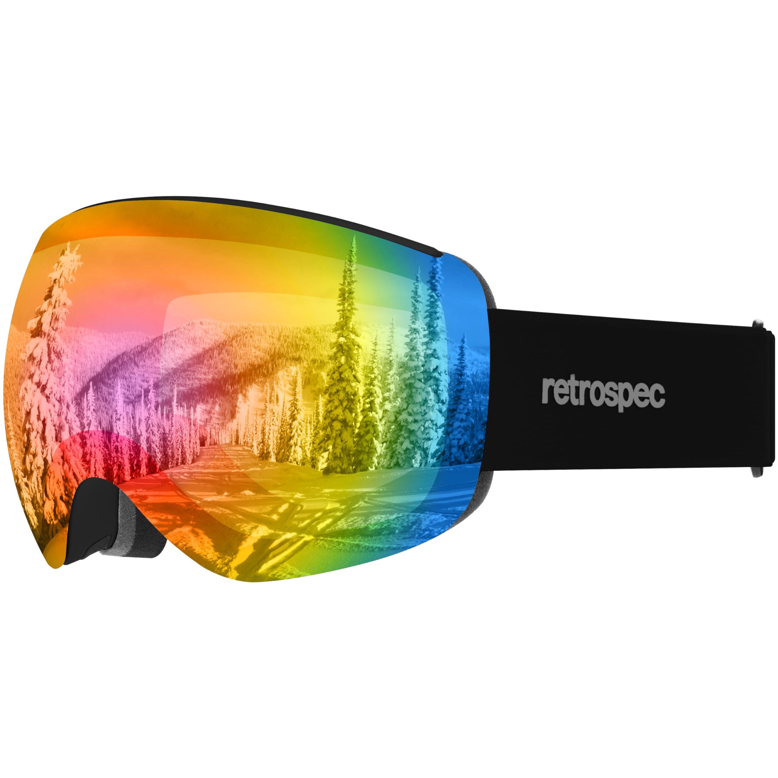 Retrospec Retrospec Traverse Plus Ski & Snowboard Snow Goggles for Men and Women with Spherical Interchangeable Magnetic Lens, Anti-Fog and OTG Design, 100% UV Protection for Skiing and Snowboarding