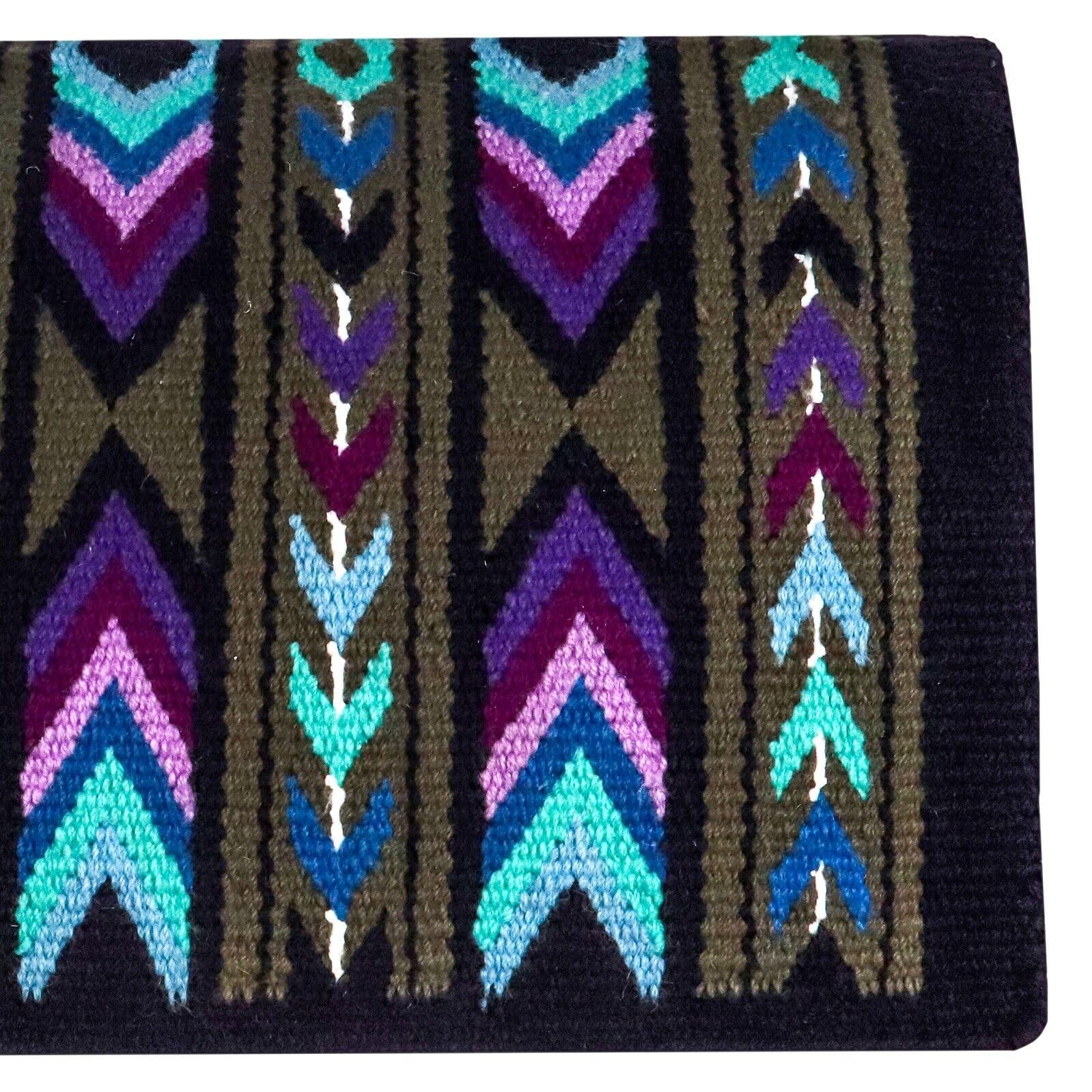 EQUIGEAR EQUIGEAR Western Ranch Horse Saddle Blanket New Zealand Wool Western Design Handmade Saddle Blanket Top Wool Pad Sensor Flex (Customization Available) ZB-032 (36\" x 40\")