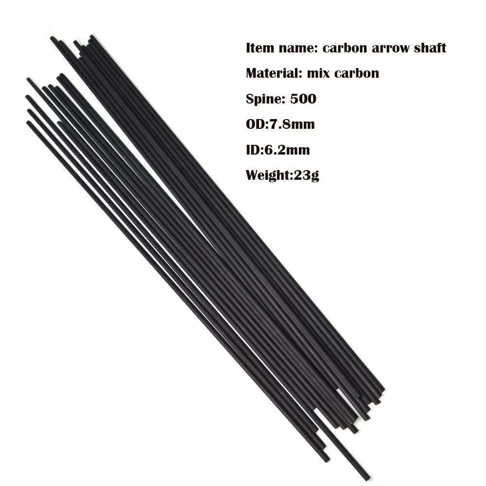 HNZMDY HNZMDY 30 Inch 6.2 mm Carbon Arrow Shaft Spine 500 Carbon Shaft Tube DIY Archery (Shaft, 72 Pcs)