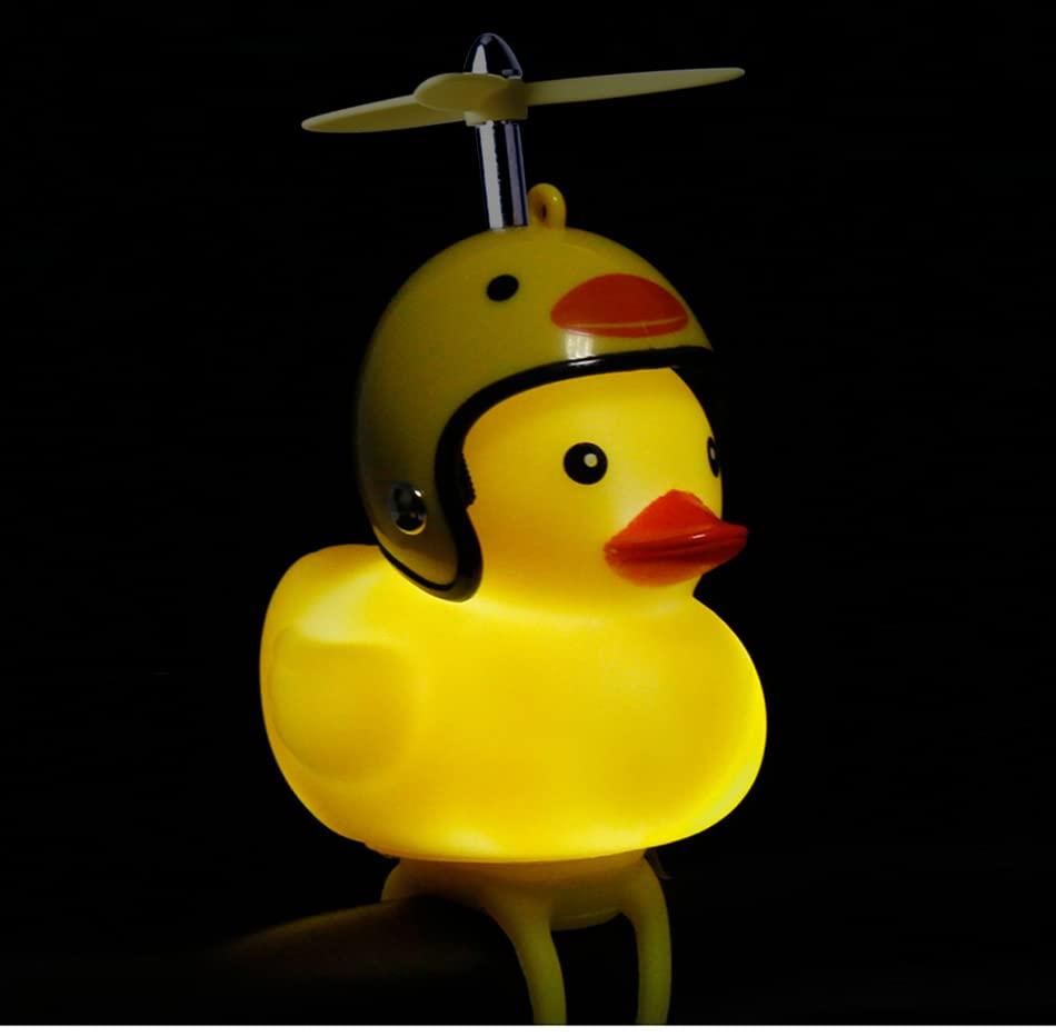 Omeet 2 Pack - Lovely Yellow Duck Bike Bell, Kids Bike Horn, Rubber Yellow Duck Bicycle Accessories with LED Light and Propeller - for Kids Toddler Children Adults Sport Outdoor