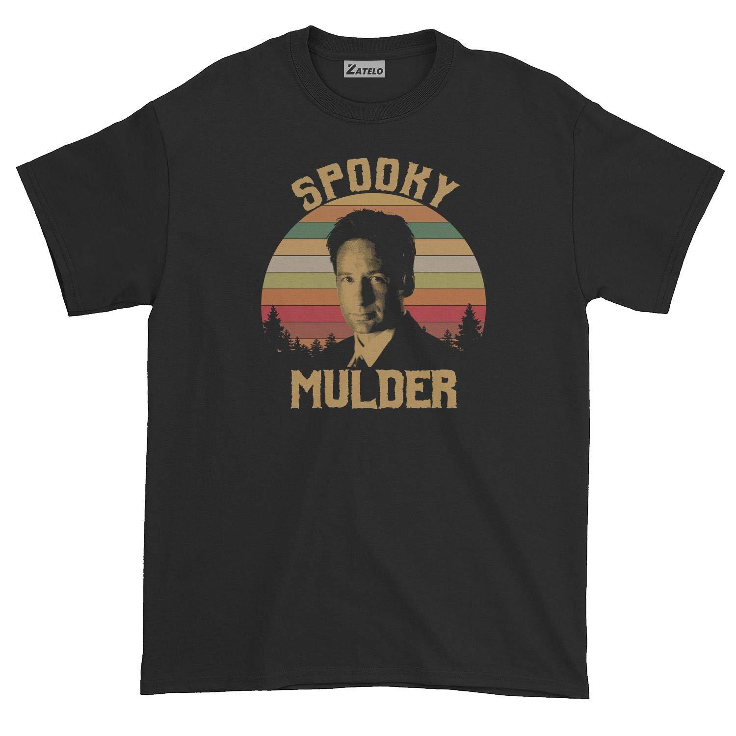 Zatelo Spooky Mulder - Vintage Retro T-Shirt Mens/Black/ 2XL
