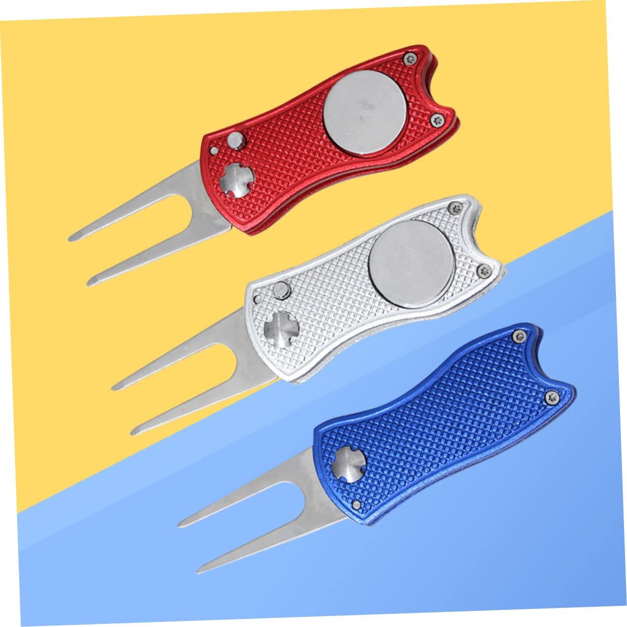 Happyyami Happyyami Golf Fork 3-Piece Divot Repair Tool Ball Marker Set Lightweight Portable Made of Stainless Steel for Golfers