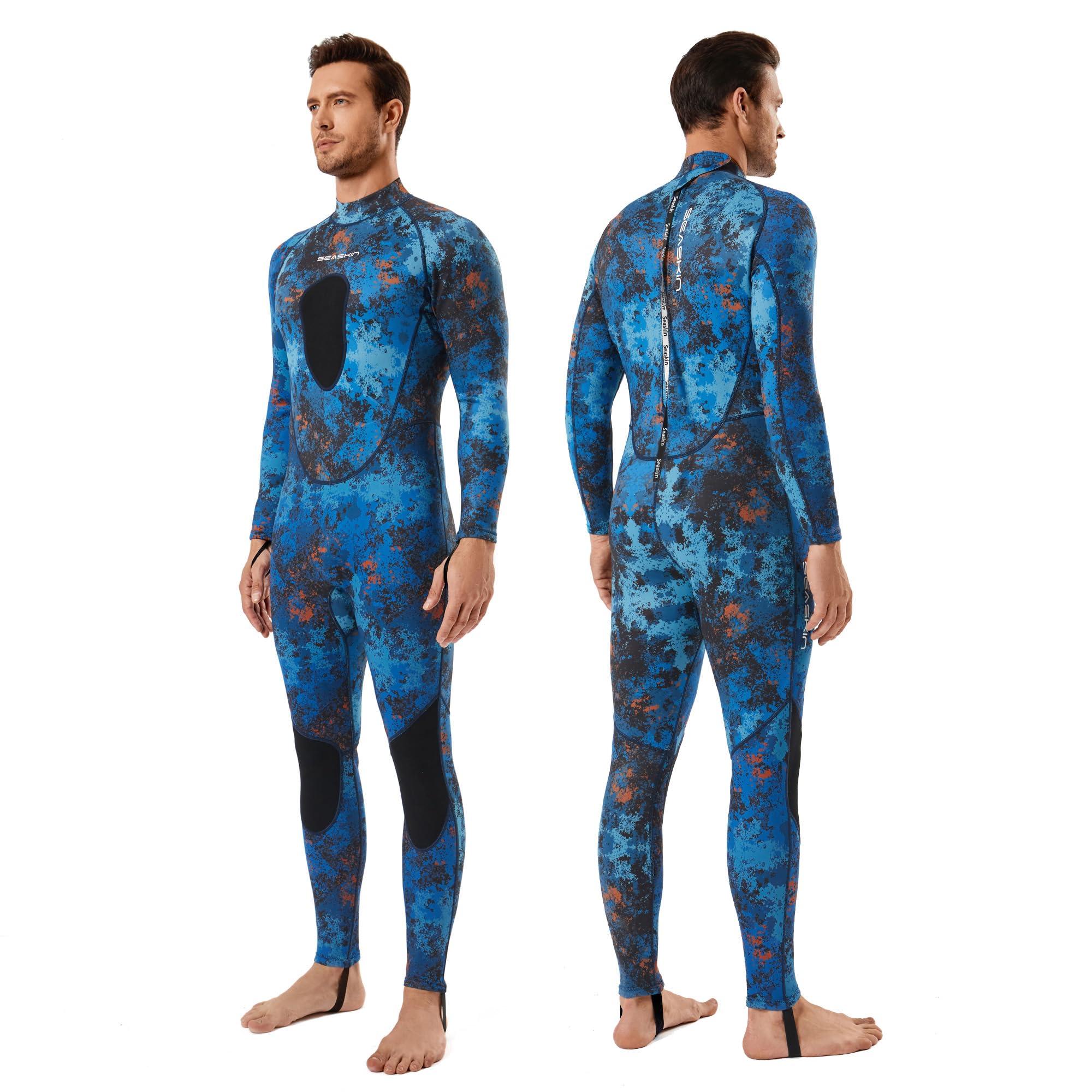Seaskin Seaskin Spearfishing Wetsuit for Mens, 1.5mm Neoprene Camo Full Body Diving Suits for Snorkeling Swimming (3mm, Small)