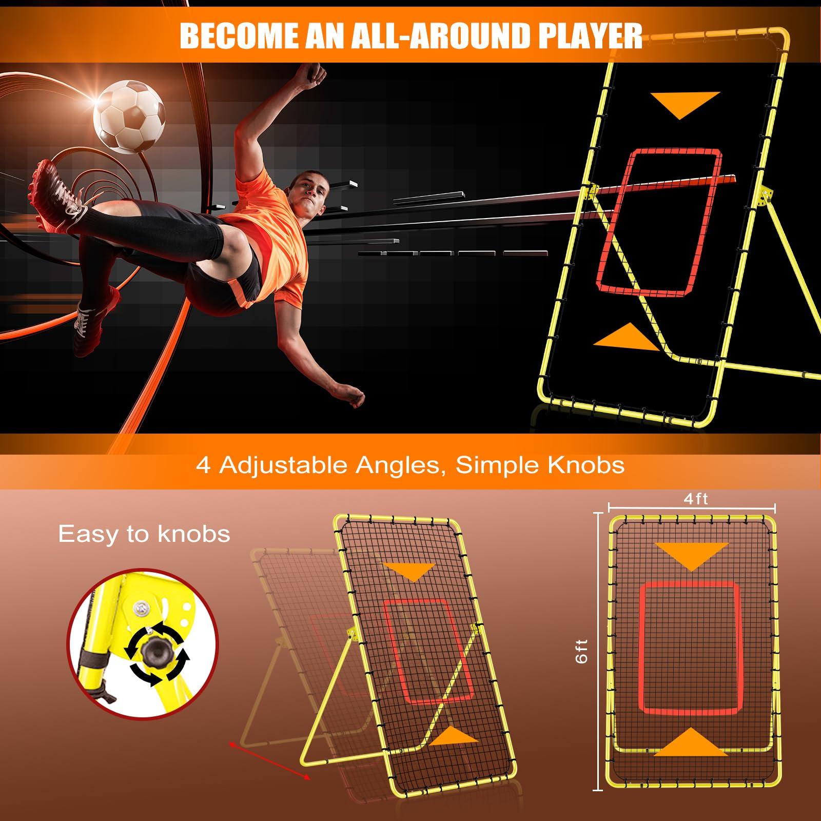 YNSZAS YNSZAS [3-in-1] Pitch Back Rebounder Practice Net, 6x4 FT Adjustable Bounce Back Return Net for Volleyball Softball Lacrosse Soccer Baseball Throwback Trainer Gifts, Profession Training Machine