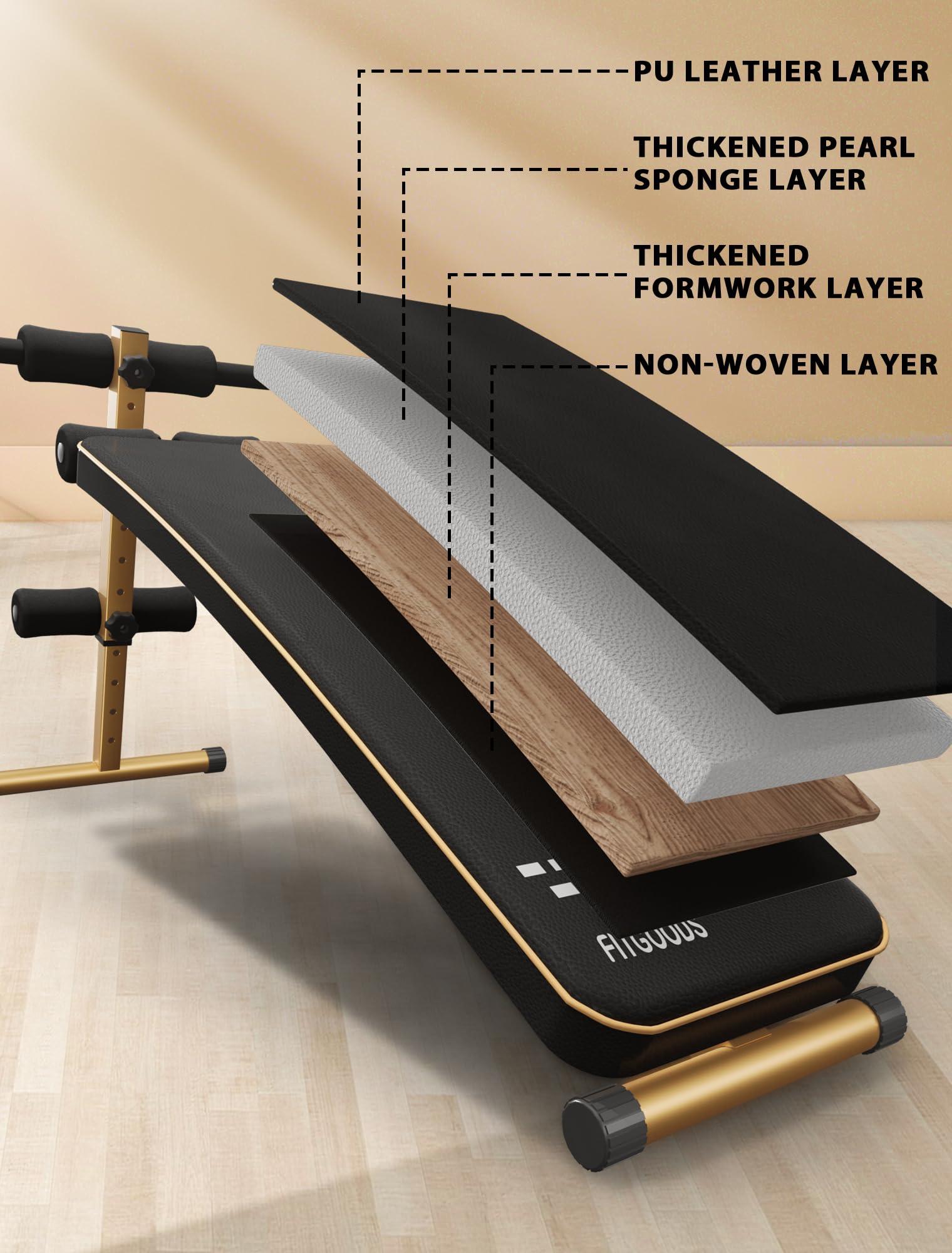 FitGoods FitGoods Sit Up Bench, Adjustable Workout Bench for Ab Exercise, Curved Incline/Decline Slant Bench, Five Adjustment Levels, Great Home Gym Workout Equipment for Building Abs and Core Muscles