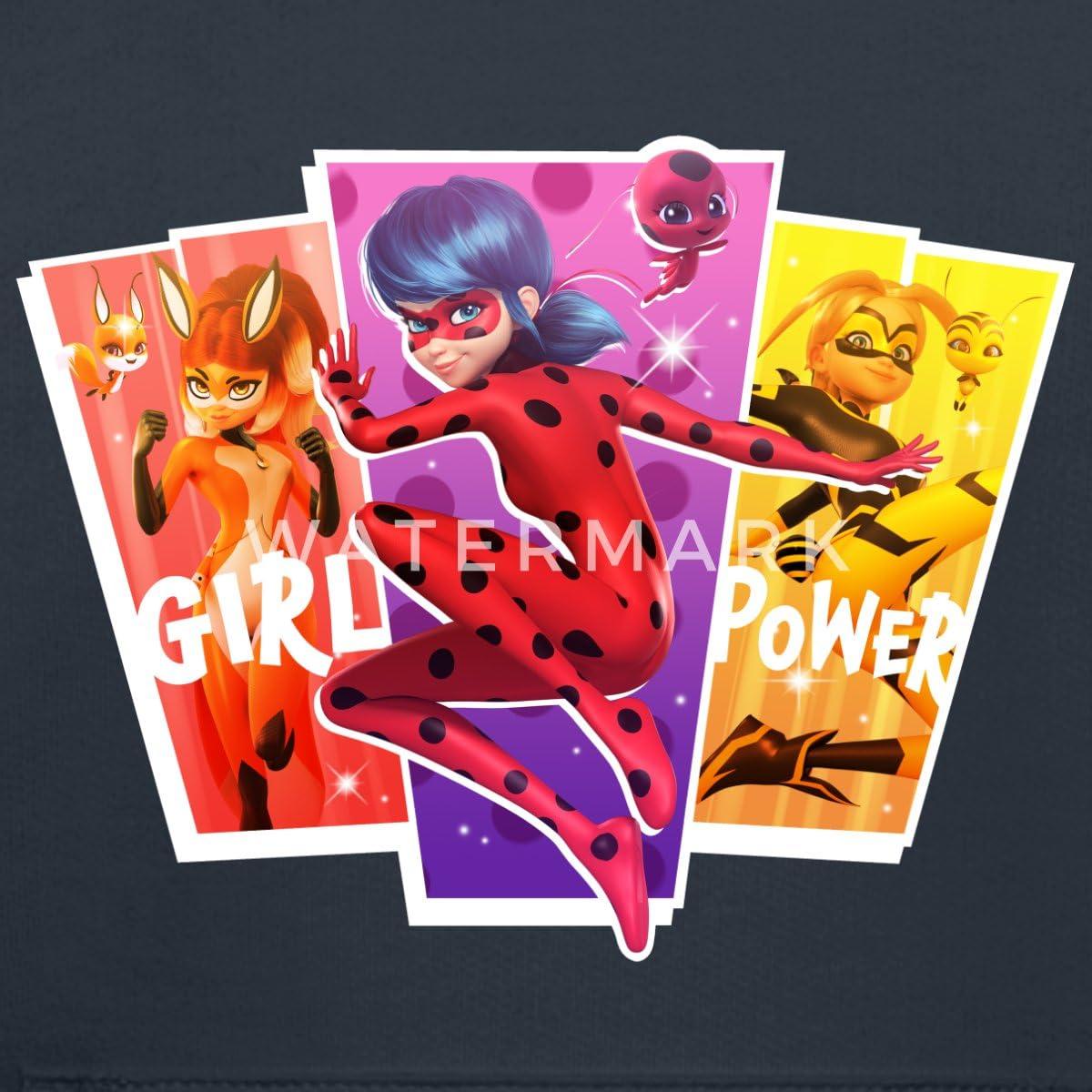 Spreadshirt Spreadshirt Miraculous Merchandise Girl Power Ladybug And Friends Kids Premium Hoodie, Youth M, navy