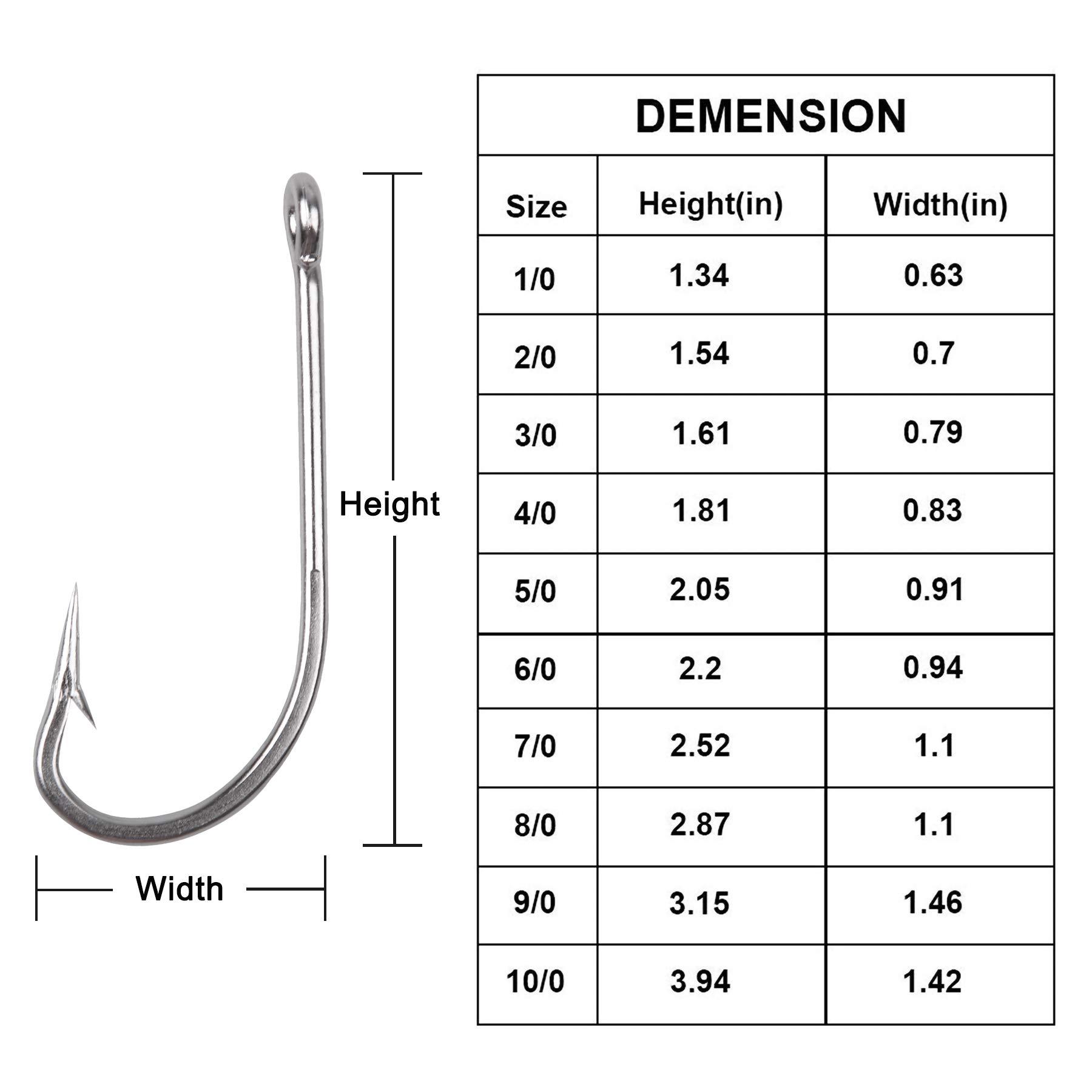 OROOTL Stainless Steel Saltwater Fishing Hooks - 50pcs 34007 O\'shaughnessy Hooks Forged Long Shank J Fishing Hooks Extra Strong Metal Fish Hooks Size 1/0-10/0