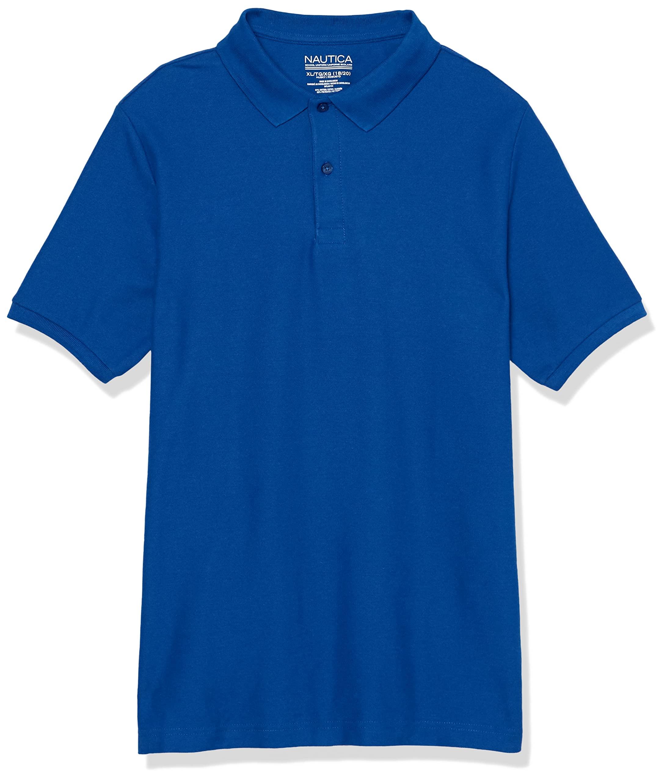 Nautica Nautica boys School Uniform Short Sleeve Pique Polo Shirt, Royal, 8 US