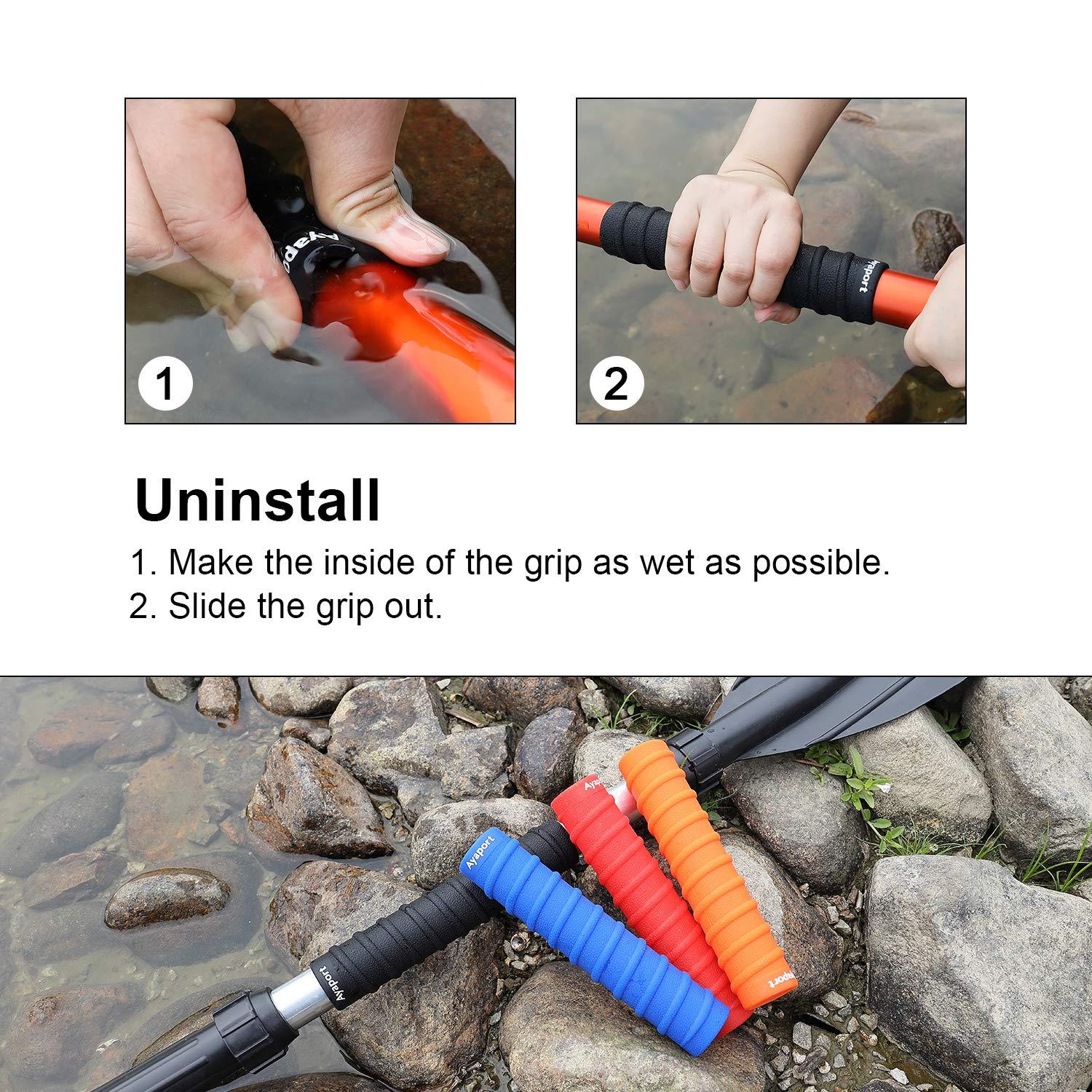 Ayaport Ayaport Kayak Paddle Grips Non-Slip Silicone Wraps Blister Prevention Kayaking Accessories for Take-Apart Paddles (Black)