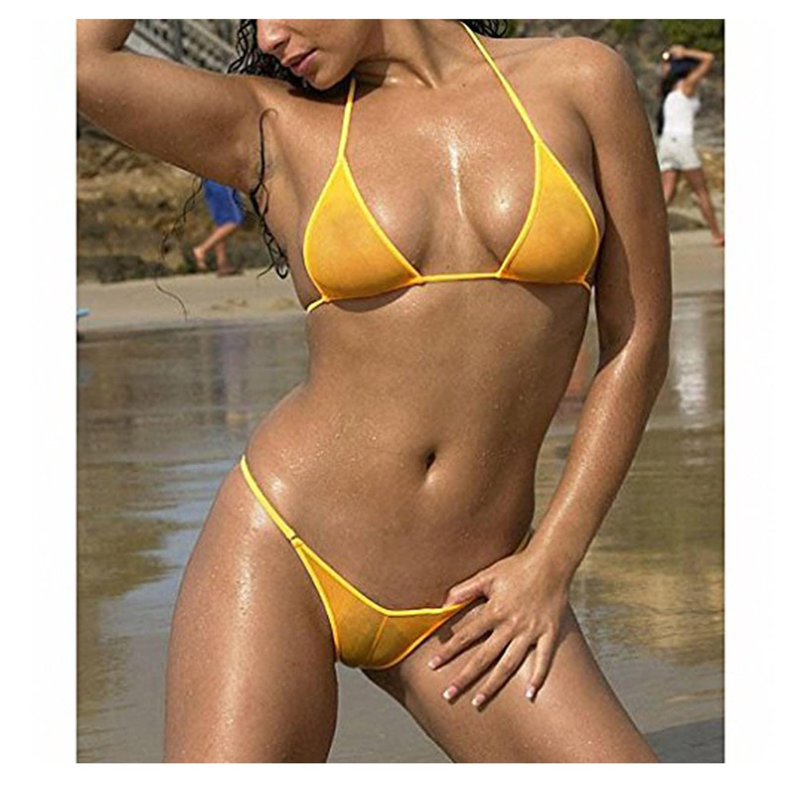 Tinpia Tinpia See Through Micro Bikini Set Brazilian Sheer Sex Swimwear Beachwear Swimsuit