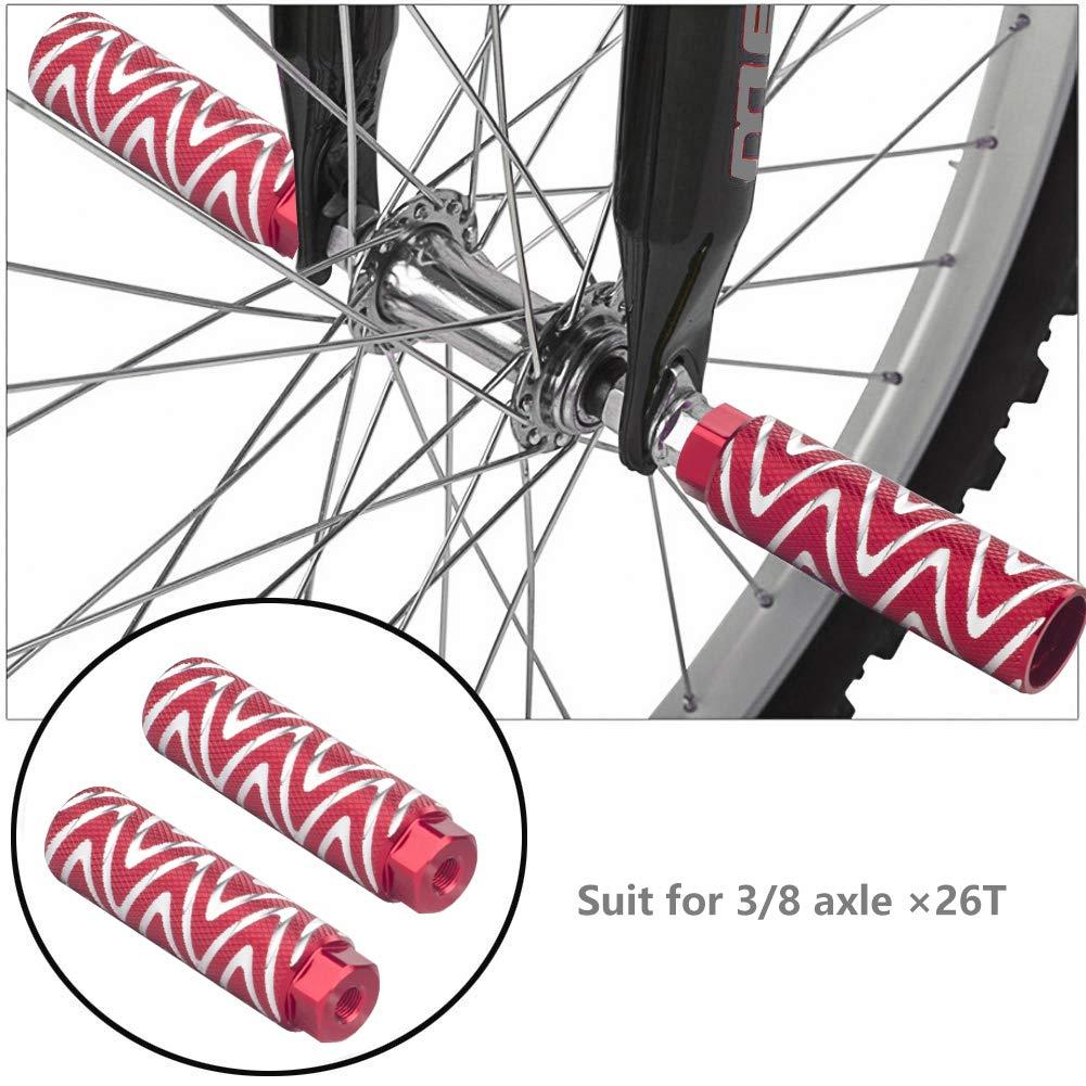 KINSPORY KINSPORY 4PC Bike Pegs for 3/8 inch Axles, Aluminum Alloy Anti-Skid BMX Bicycle Pegs for Mountain Bike Backseats Stands Cycling Rear Stunt Pegs (W' Red)