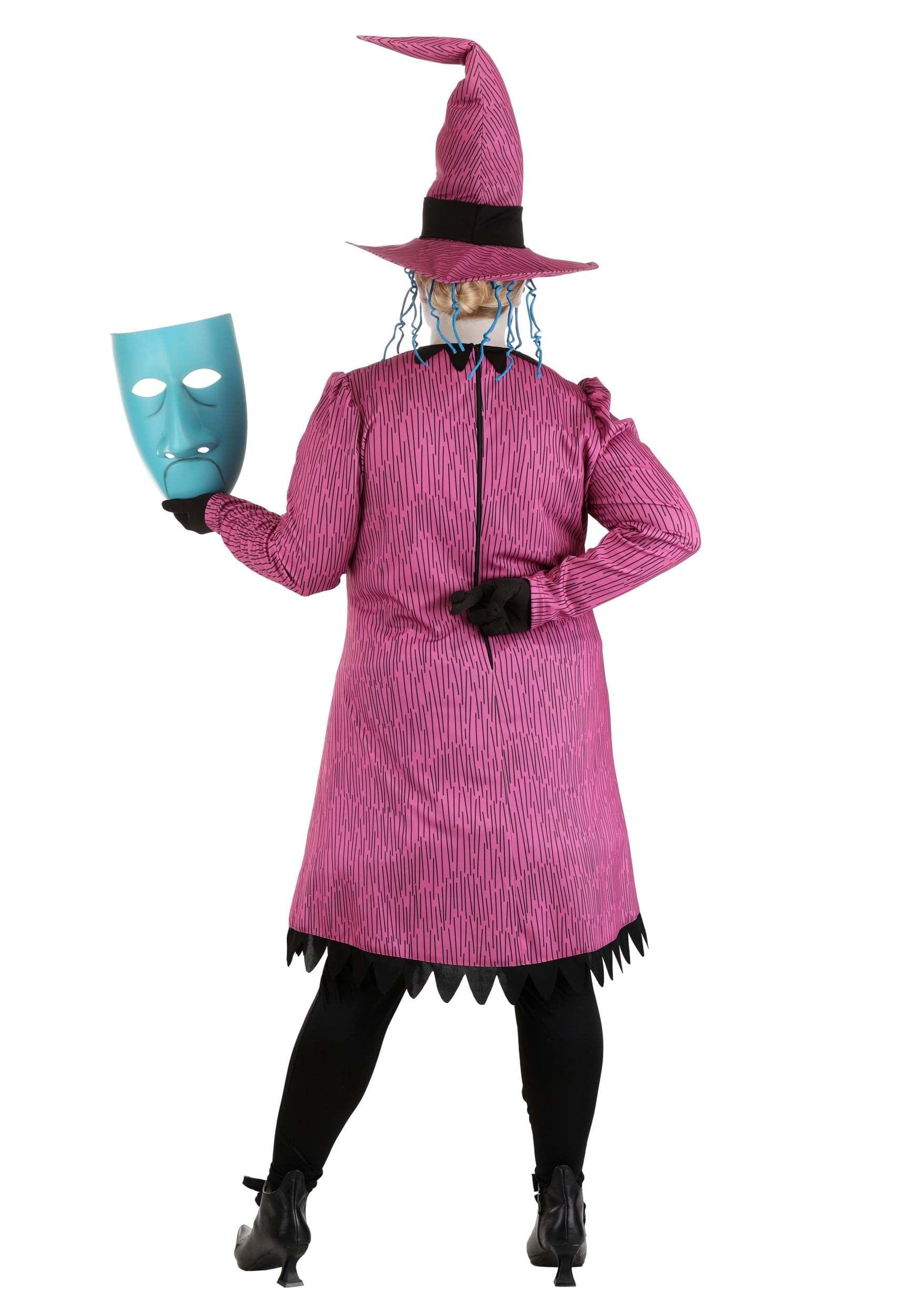 Fun Costumes Plus Size Shock Costume | Adult Disney Nightmare Before Christmas Womens Dress, Leggings, Hat with Attached Hair & Mask 2X Purple