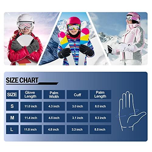 ANDORRA ANDORRA Winter Gloves Women Touchscreen Zipper Pocket Ski Gloves Waterproof Ski Gloves, Grey, S