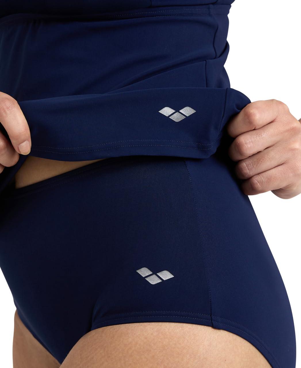 ARENA ARENA Bodylift Women's Manuela B-Cup Tankini Two-Piece Shaping Swimsuit Set Tummy Control Bathing Suit U Back, Navy/White Logo, Size 34