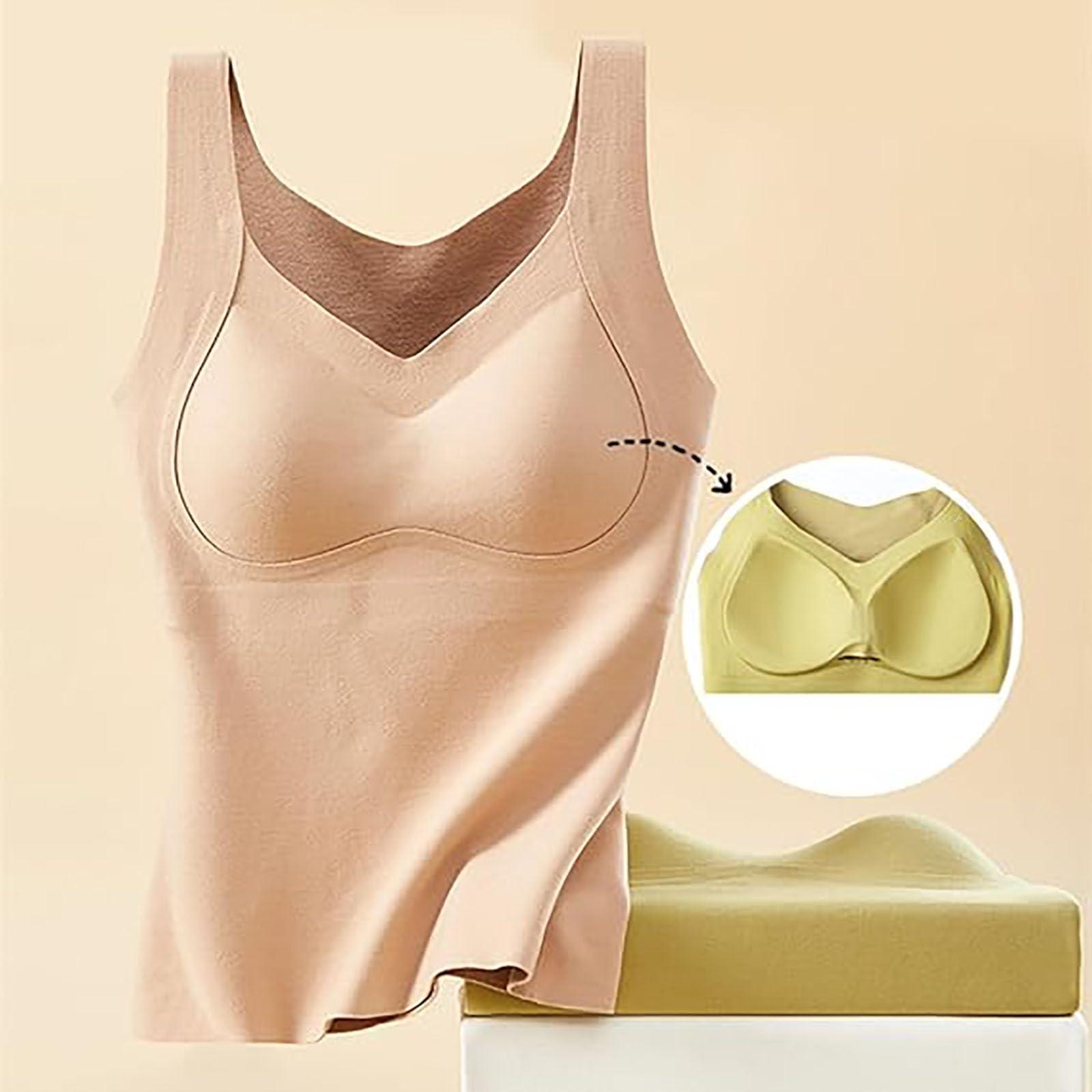 Ryuuom Welfaries Women's Thermal Tank Tops with Built-in Bra, Welfare Tank Top with Bra, Shelf Bra Tank Tops for Women White