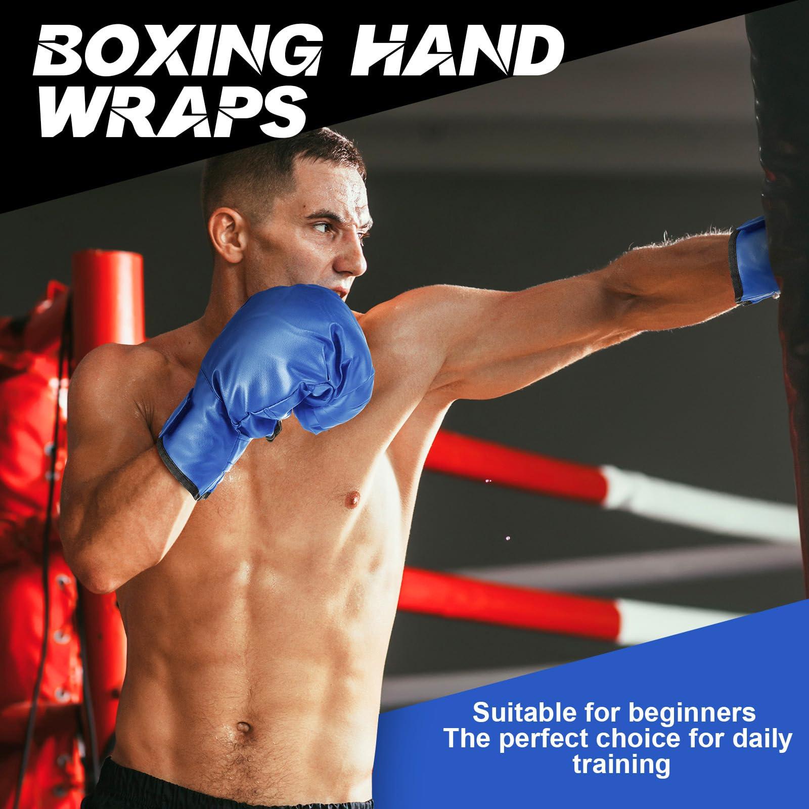 Kanayu Kanayu 14 Pcs Boxing Set Including 2 Pair of 16 oz Boxing Gloves Headgear Helmet Hand Wraps Mouth Guards Gifts for Adults Youth Beginners Training Equipment(Black, Blue)