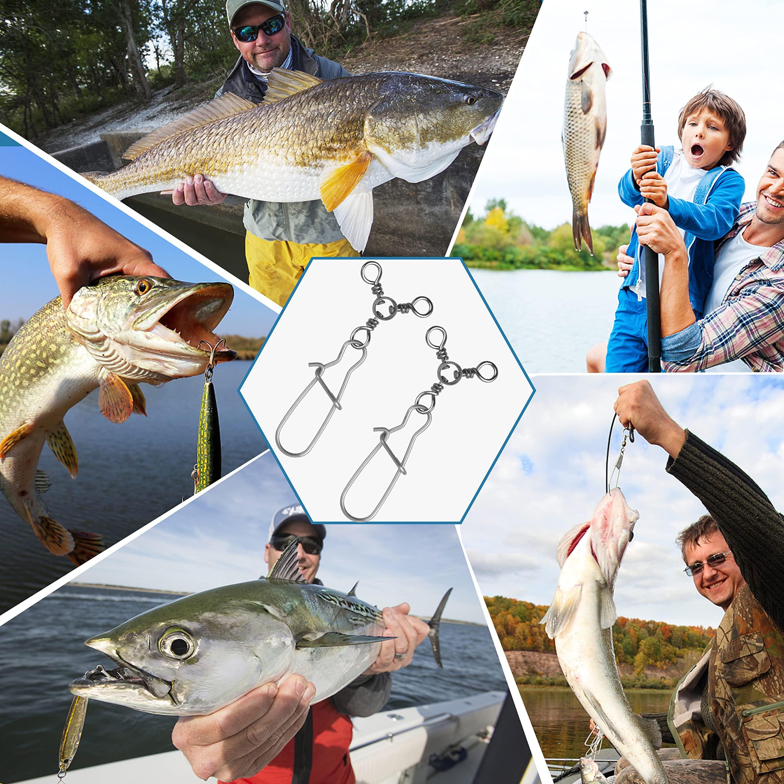 SILANON SILANON Fishing 3 Way Swivel Snaps Stainless Steel Cross Line Duo Lock Snap Swivels Saltwater Barrel Triple Swivels Fishing Tackle Connector for Catfish Trolling Surf Rig 26-83LB