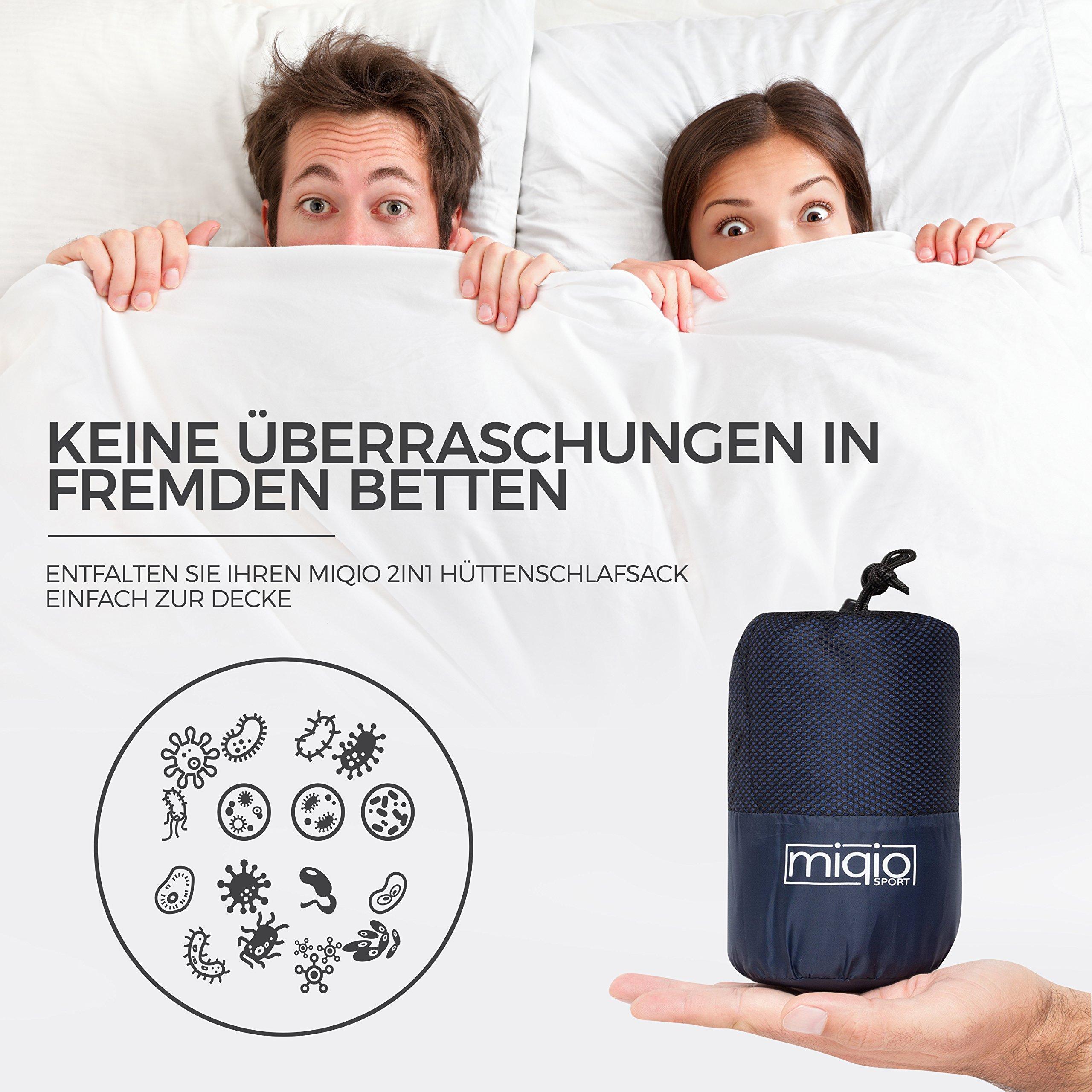 Miqio MIQIO Sport 2-in-1 Sleeping Bag Liner and XL Sized Travel Sheet - Ultra Lightweight Sleep Liner Double Travel Bed Sheet Inlett Inlay - Green Zipper Right