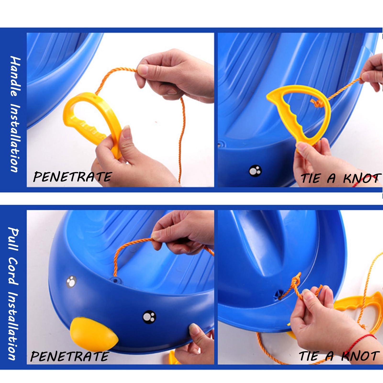 TUOYIBO Thickened Wear-Resistant Sledge, Children's Snowboard Sledge, Plastic Sledge, Adult Sledge with Backrest