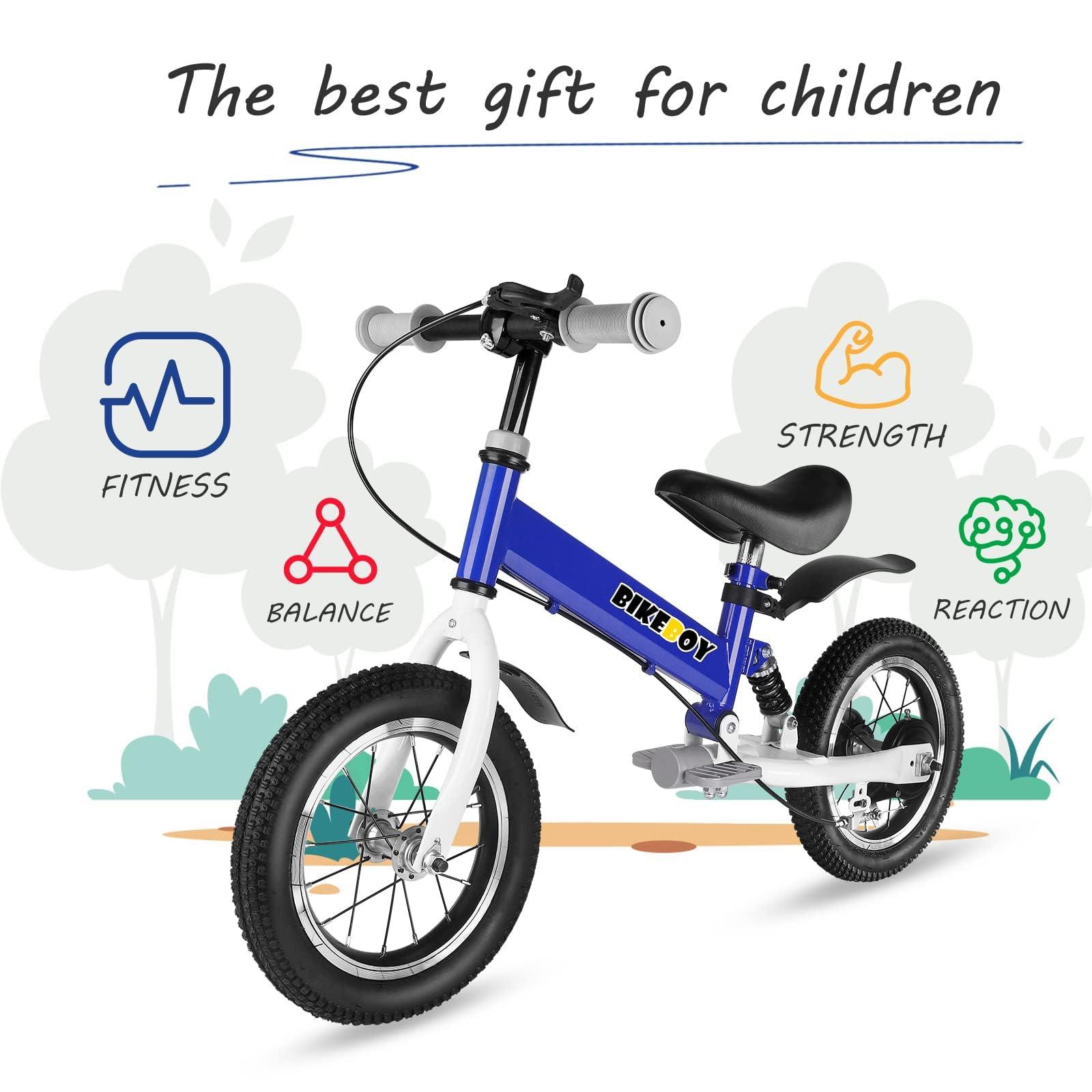 bikeboy bikeboy Balance Bike 3 in 1,The Dual Use of a Kids Balance Bike and Kids Bike,12 14 Inches for 2-6 Years Old,with Shock Absorbers, Fenders, Pedals, Auxiliary Wheels