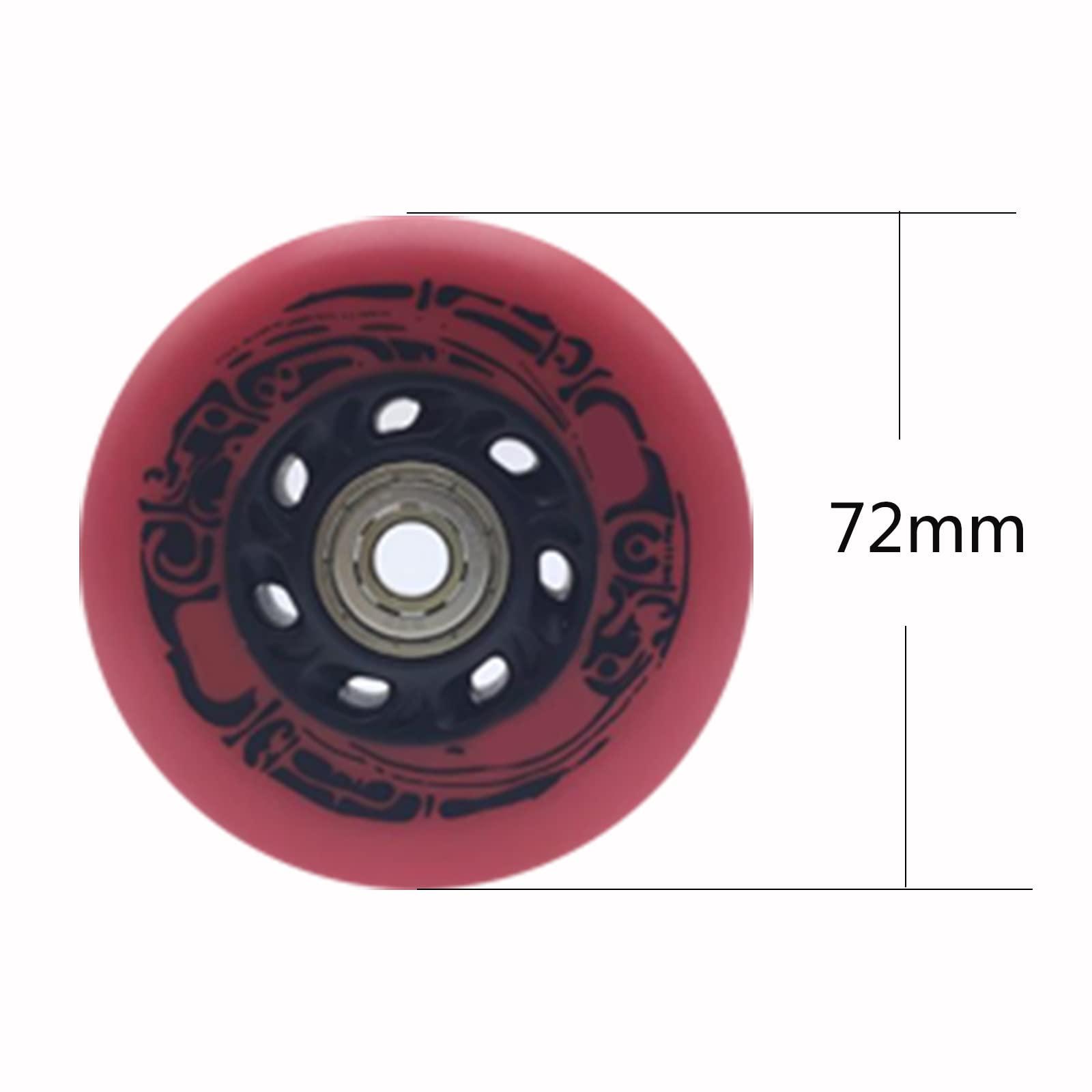 JHKJ JHKJ 92A Inline Skate Wheels Replacement 72mm/76mm/80mm Speed Skate Wheels 8 Pcs with Bearings Long Lasting Formula for Skating Outside,Red,72mm
