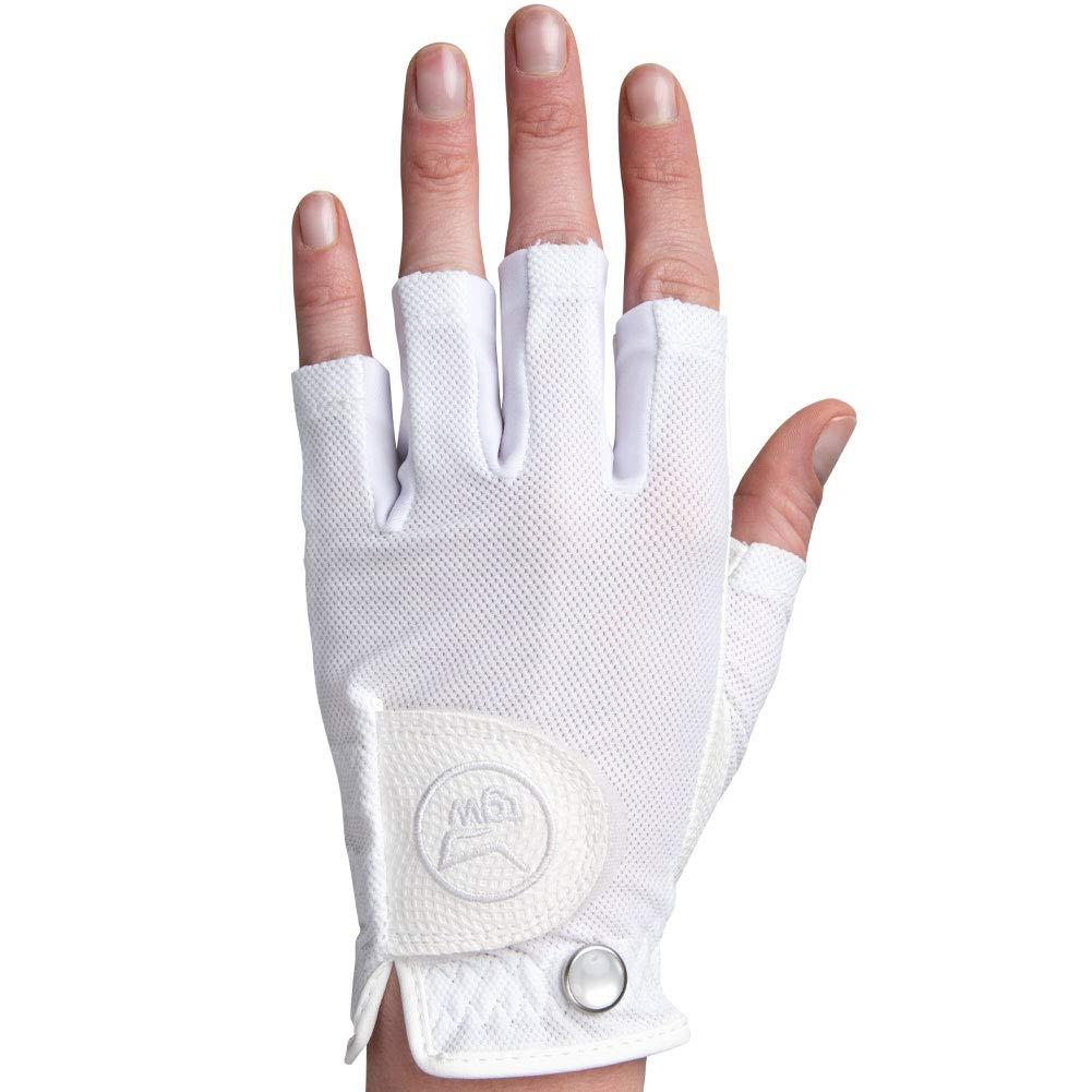TGW TGW Women\'s Players Half Finger Golf Glove 1/2 Glove White Medium/Large Right