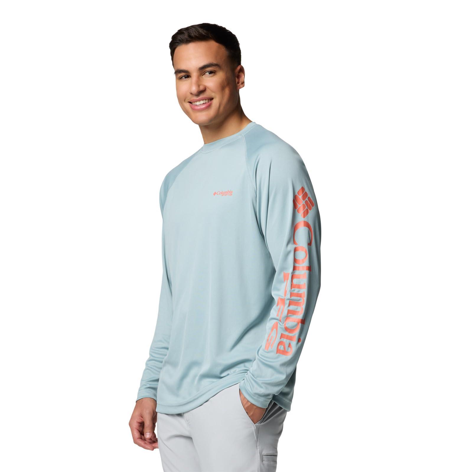 Columbia Columbia Men's Terminal Tackle Long Sleeve Shirt, Crushed Blue/Faded Peach Logo, XX-Large